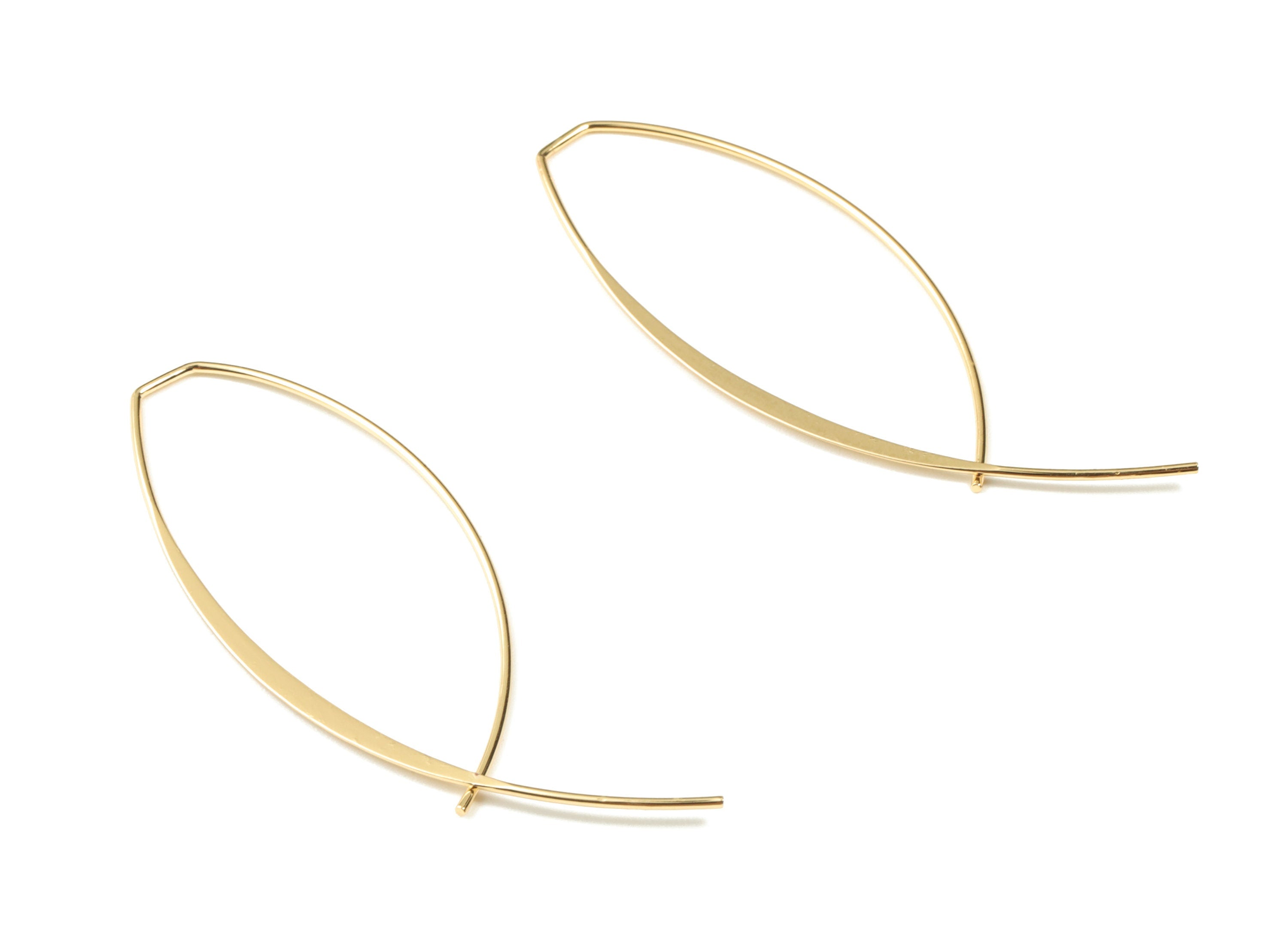 Brass Ear Earring Wire - Gold Bras Earring Wire - 18K Real Gold Plated Hammered Earring - Jewelry Supplies - 56.24x27.21x0.87mm - RGP2656 - DOMEDBAZAAR