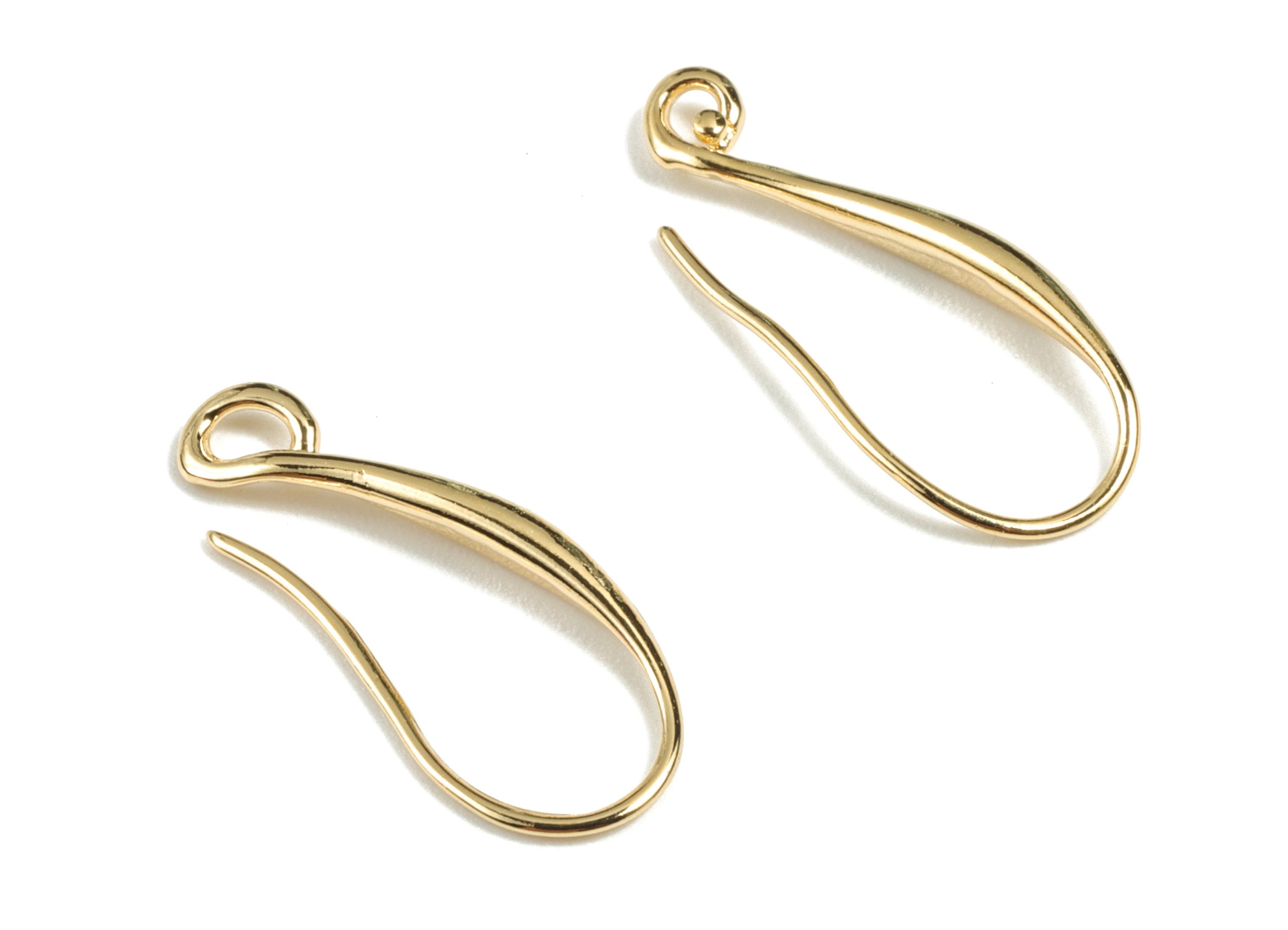 Brass Earring Wires - Gold Earring Hooks - 18K Real Gold Plated Brass - Earring Findings - Jewelry Supplies - 20.08x6.91x2.2mm - RGP2674 - DOMEDBAZAAR