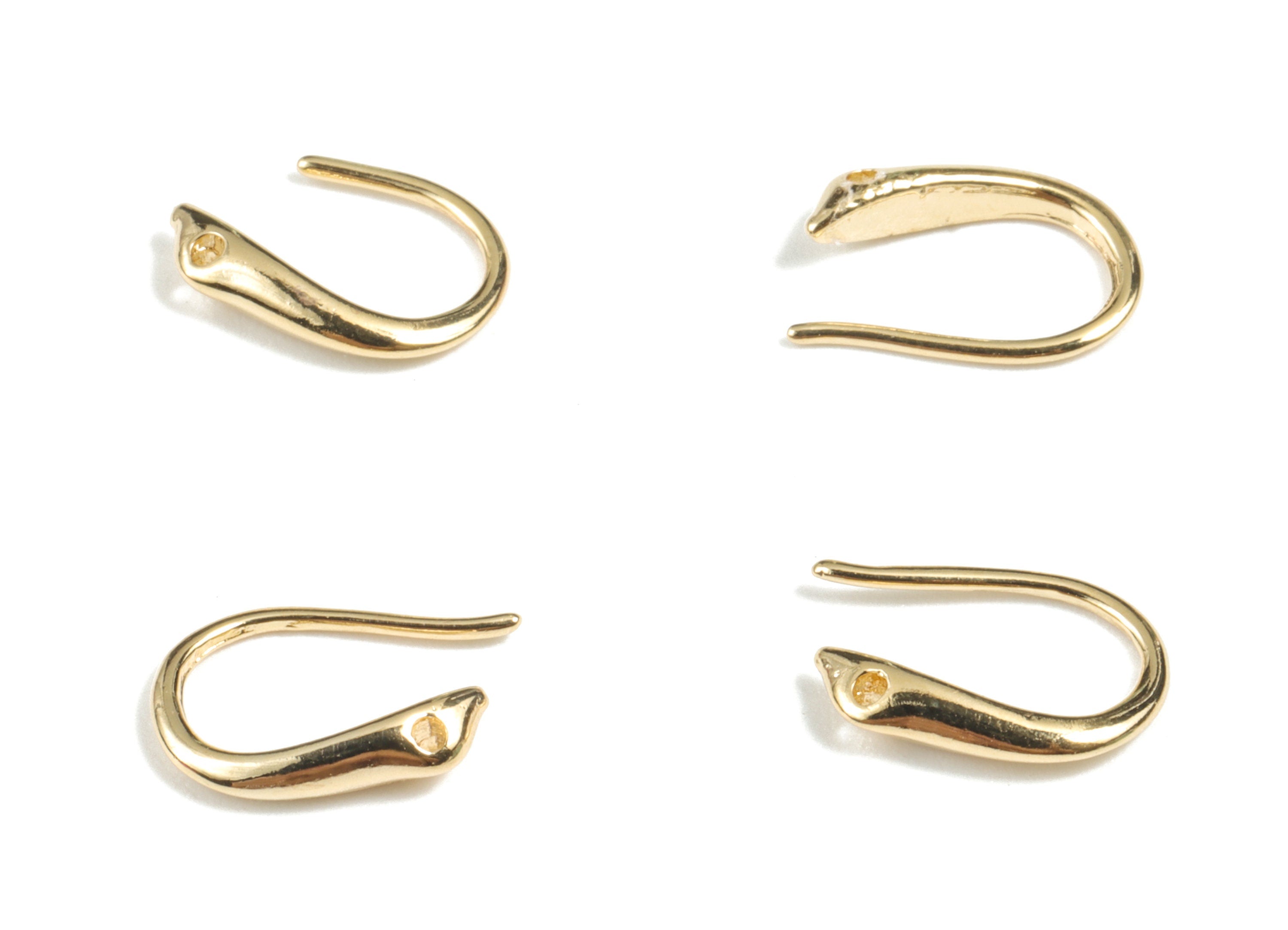 Brass Earring Hooks - 18K Real Gold Plated Brass Snake Earring Wires - Ear Hooks Findings - Jewelry Supplies - 20.08x6.91x2.2mm - RGP2693 - DOMEDBAZAAR