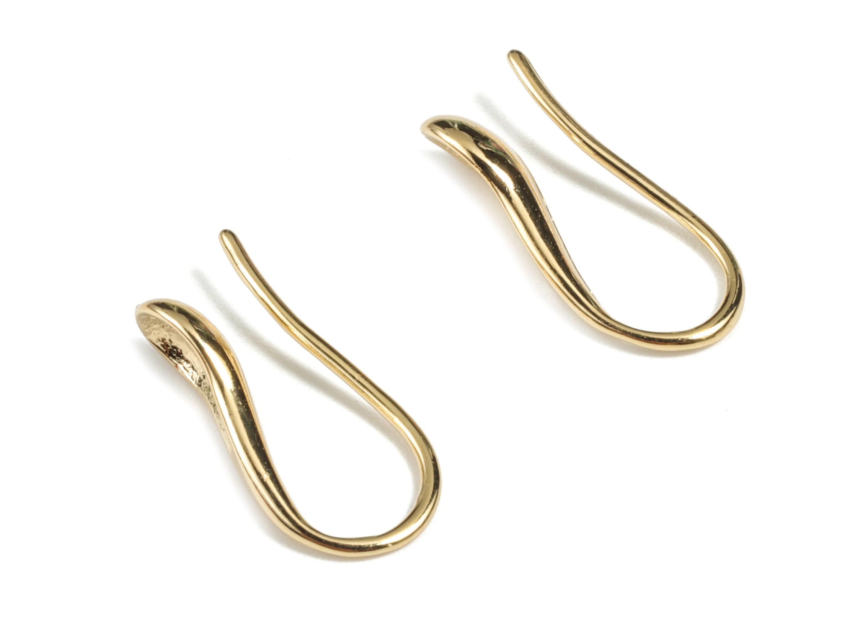 Brass Earring Hooks - 18K Real Gold Plated Brass Earring Wires - Ear Hooks Findings - Jewelry Supplies - 15.91x7.26x4.09mm - RGP2706 - DOMEDBAZAAR