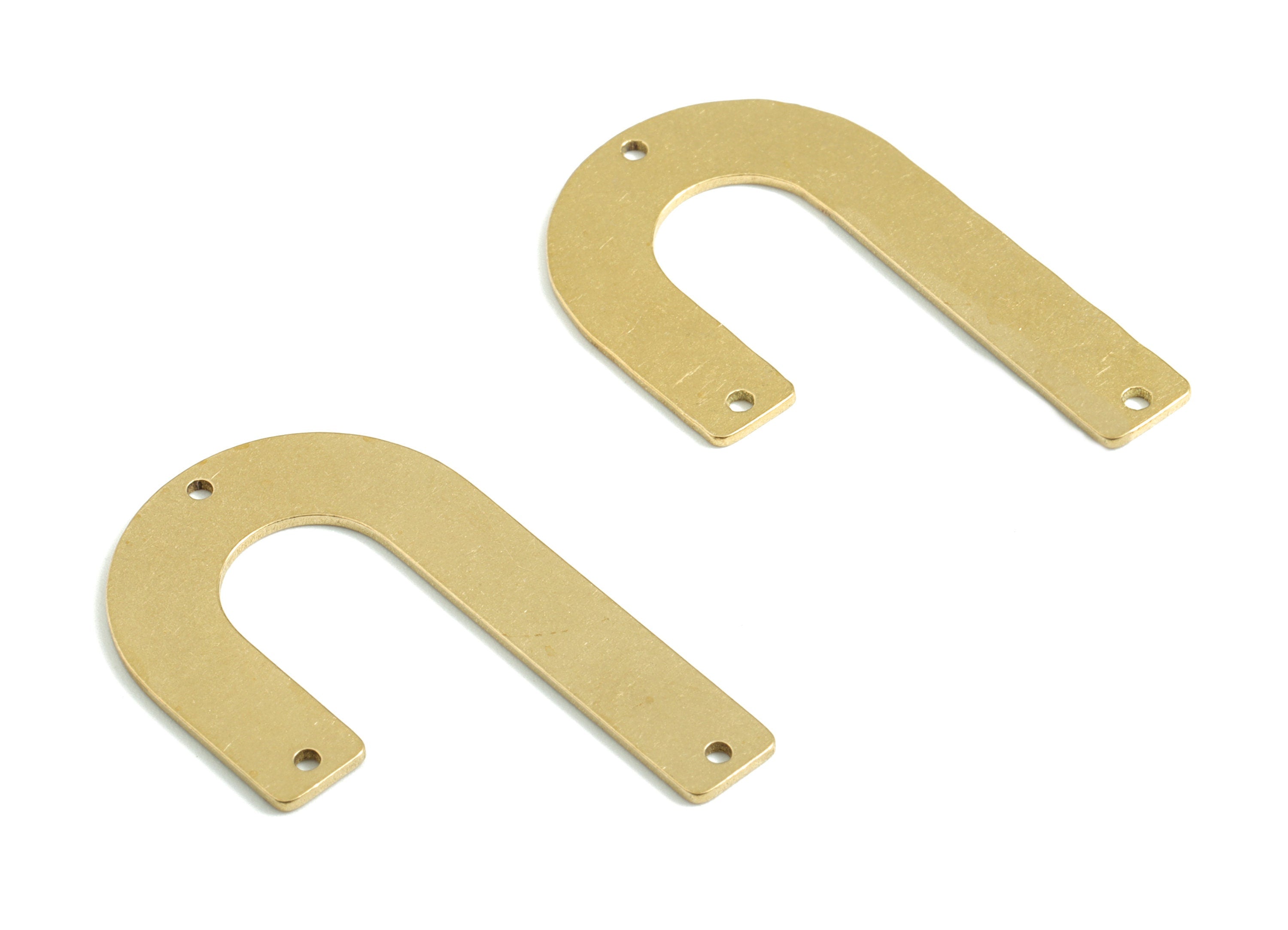 Brass J Letter Earring Connector - Raw Brass U Earring Charms - Earrings Finding - Jewellery Supplies - 35.2x21.87x0.83mm - PPM2546 - DOMEDBAZAAR