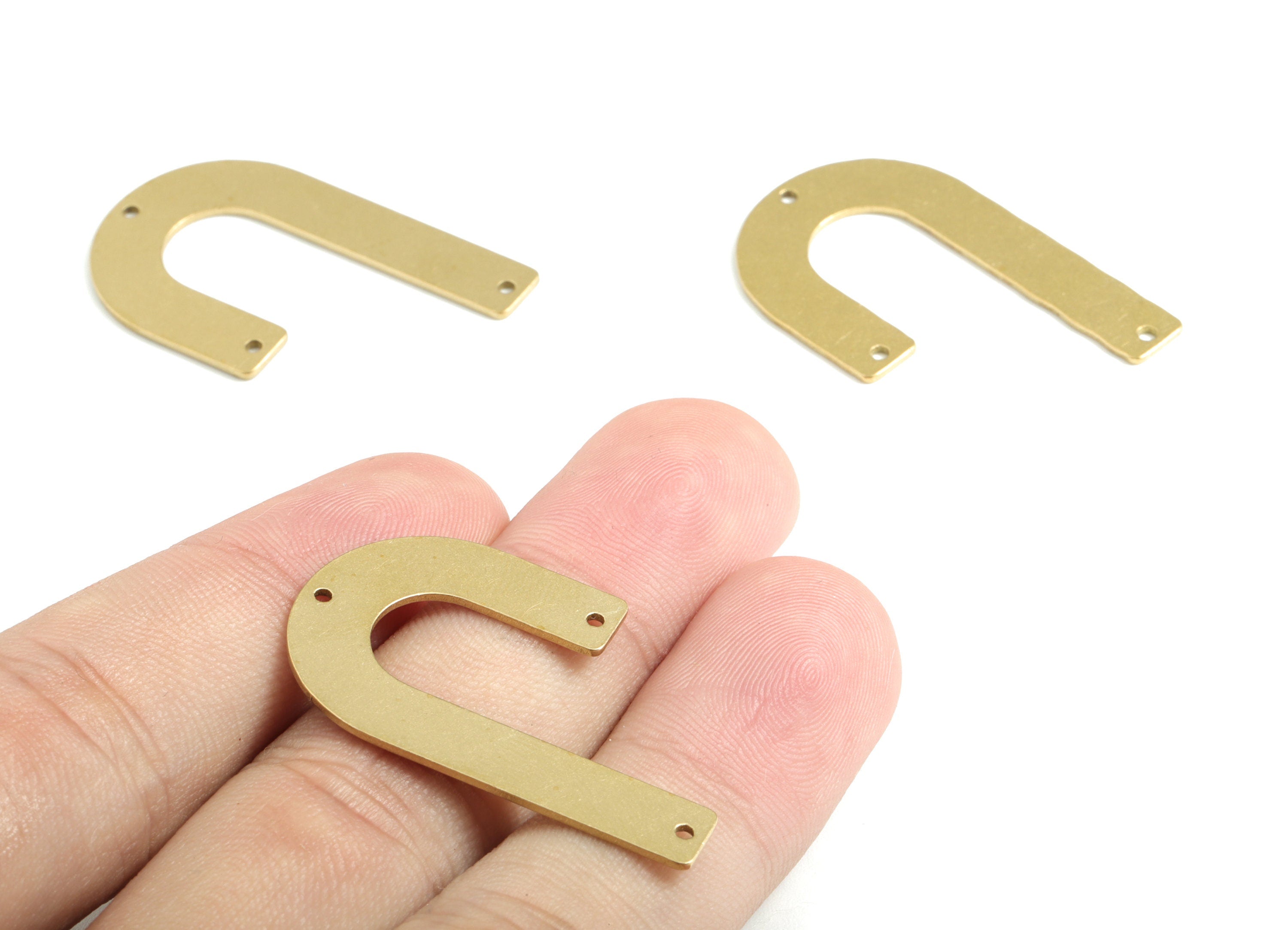 Brass J Letter Earring Connector - Raw Brass U Earring Charms - Earrings Finding - Jewellery Supplies - 35.2x21.87x0.83mm - PPM2546 - DOMEDBAZAAR