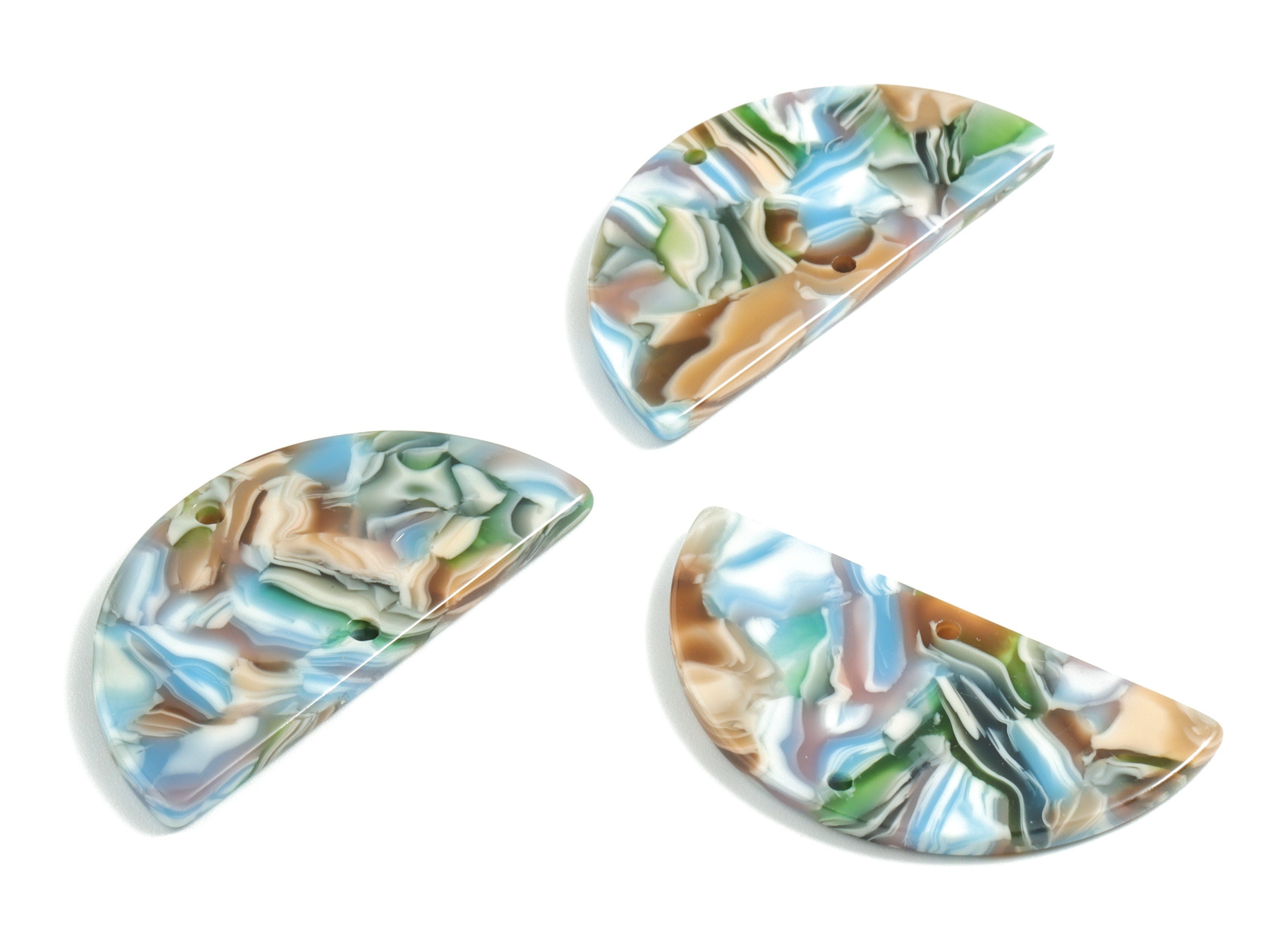 Acetate Semicircle Connectors - Half Moon Earrings Charms - Jewelry Supplies - 2 Holes - Color Code:A240 - 37.58x18.61x2.53mm - AC1794-A240 - DOMEDBAZAAR