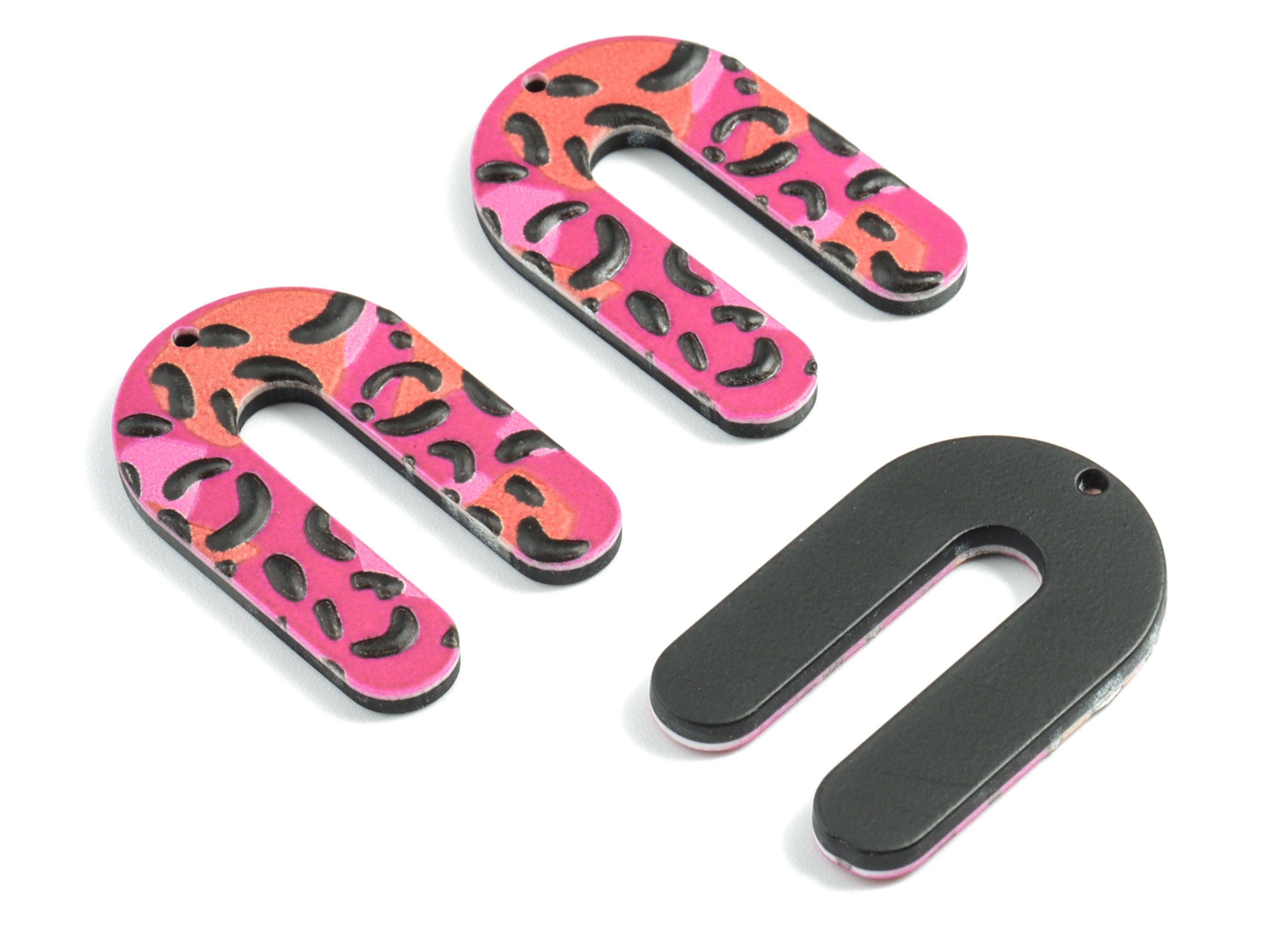 Acrylic U Earring Charms - Acrylic Textured U Earrings - Earring Findings - Jewelry Supplies - 28.75x19.3x2.69mm - AC1980A - DOMEDBAZAAR