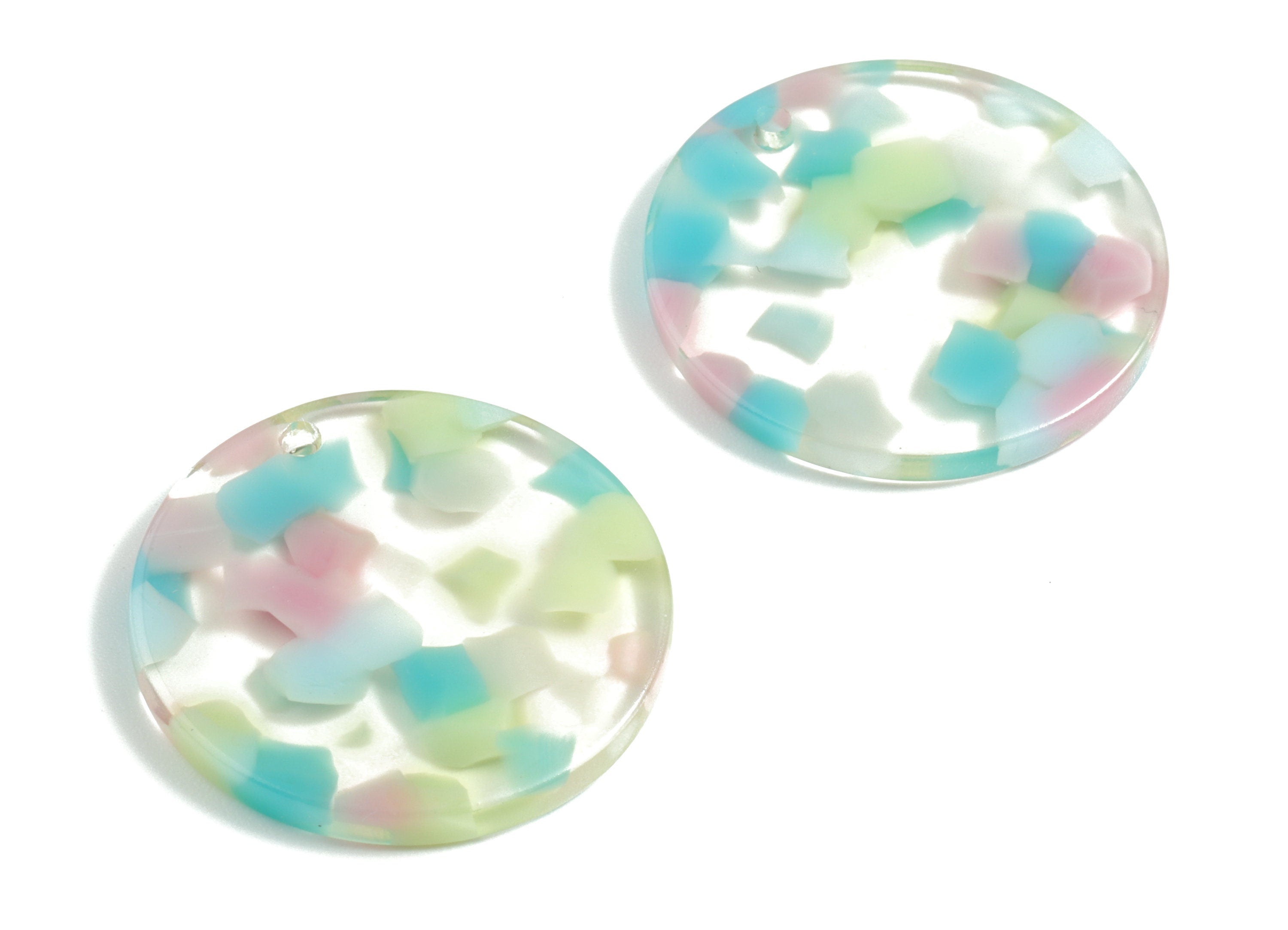 Acetate Round Earring Charms - Acetate Circle Pendant - Jewelry Supplies - Color Code: A222 - 24.85x24.85x2.57mm - AC1313-A222 - DOMEDBAZAAR