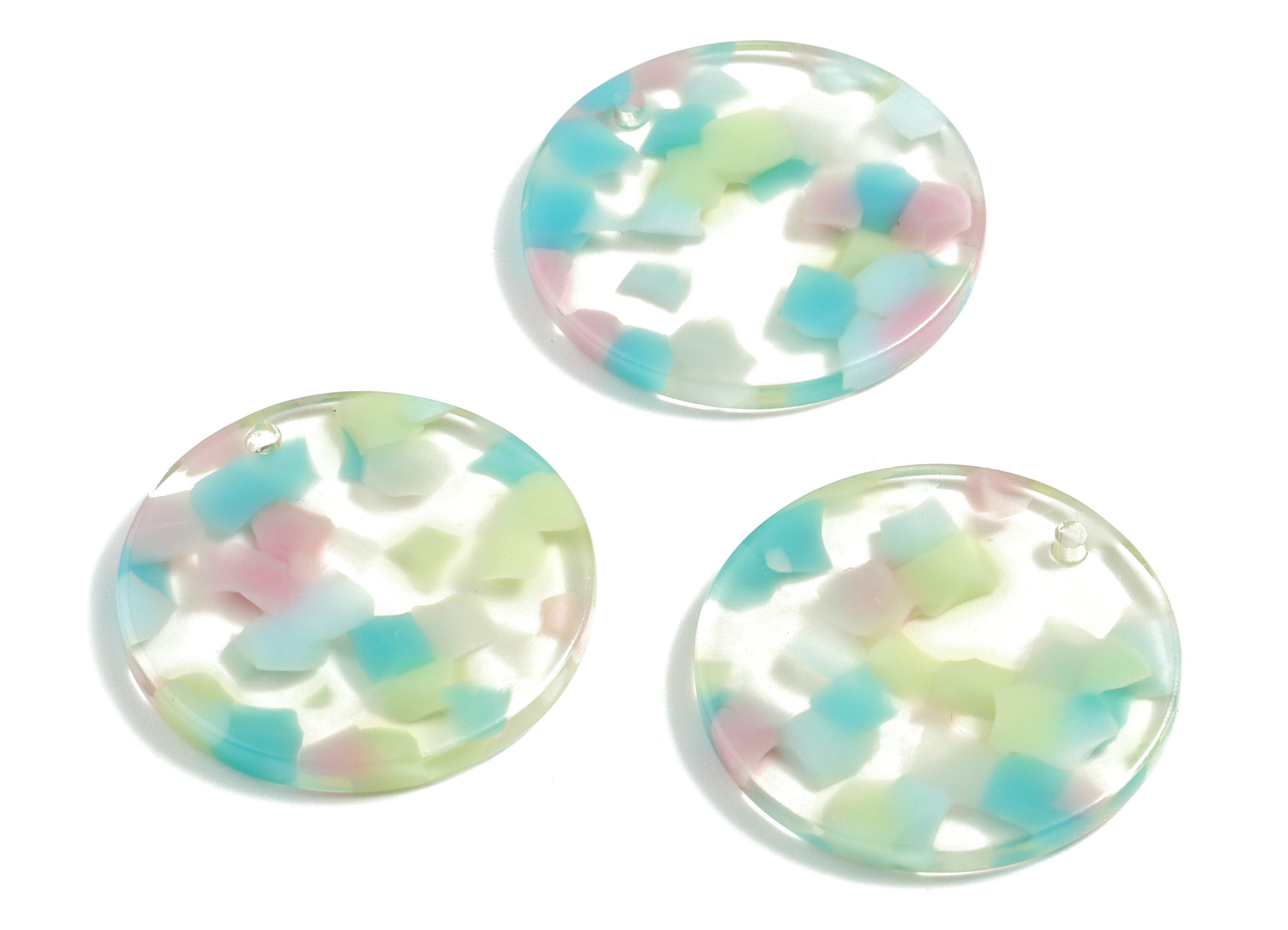 Acetate Round Earring Charms - Acetate Circle Pendant - Jewelry Supplies - Color Code: A222 - 24.85x24.85x2.57mm - AC1313-A222 - DOMEDBAZAAR