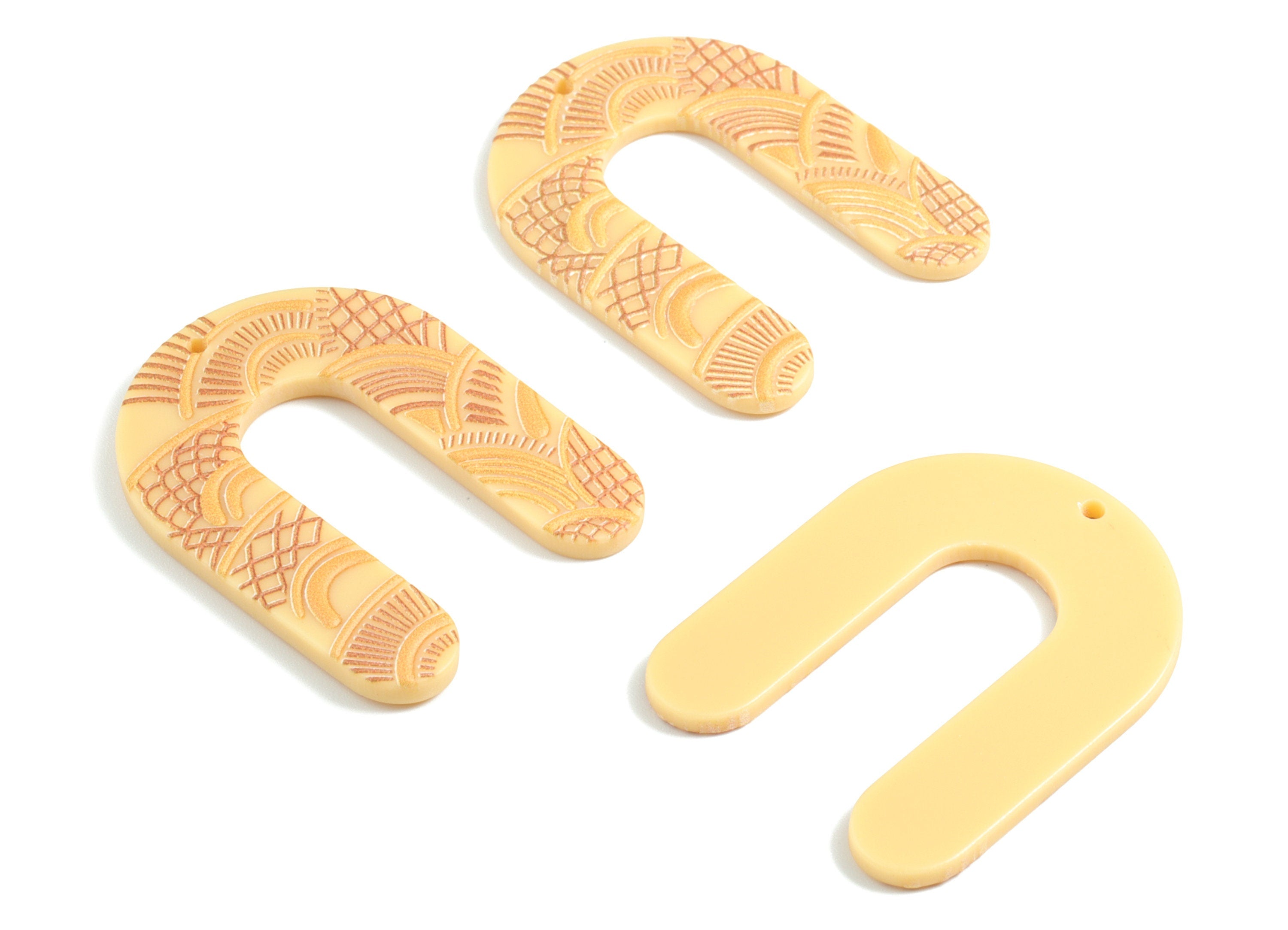 Acrylic U Earring Charms - Acrylic Textured U Earrings - Earring Findings - Jewelry Supplies - 40.2x31.69x2.33mm - AC1979A - DOMEDBAZAAR