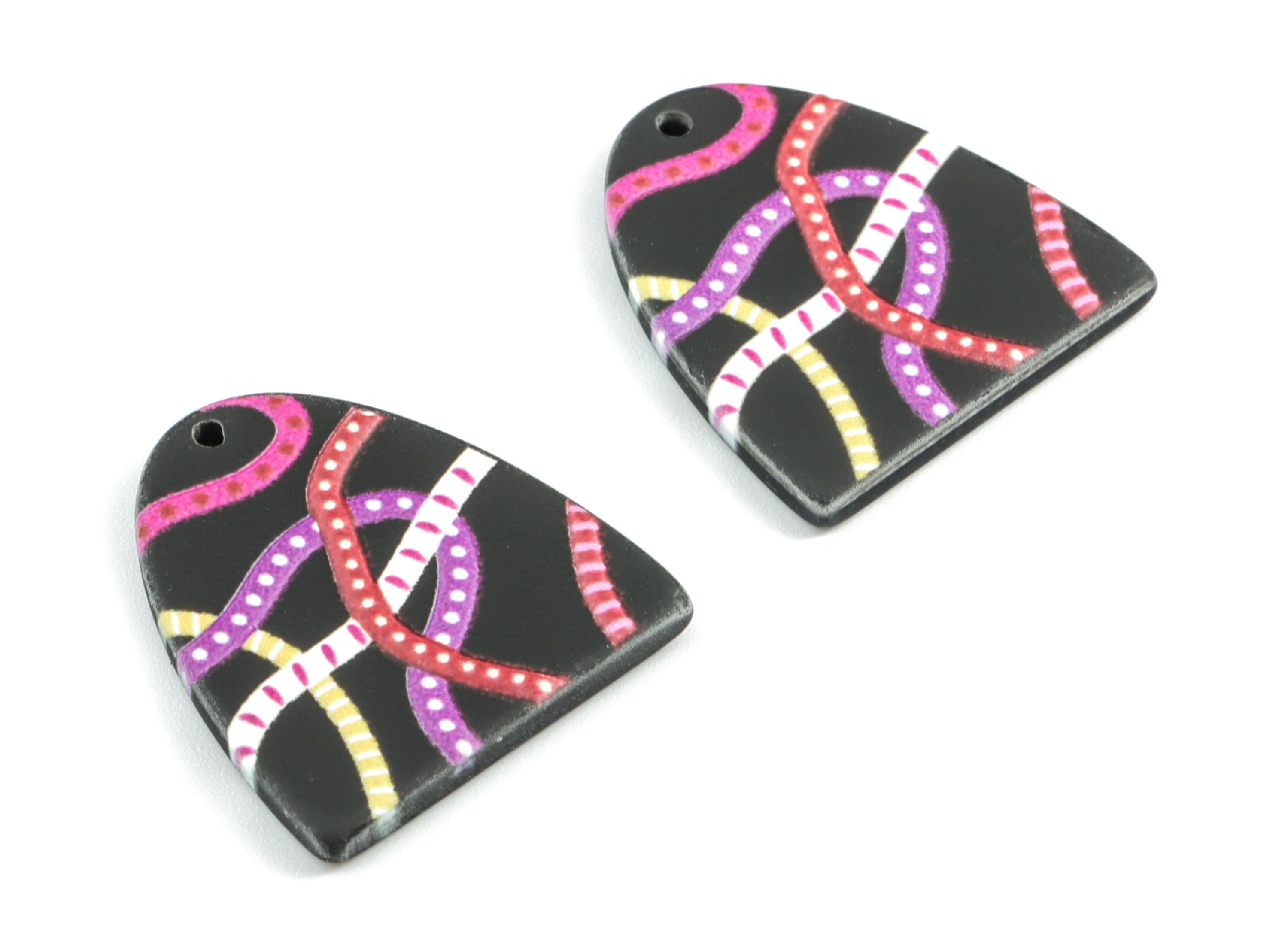 Acrylic Semi Ellipse Earring Charms - Acrylic D Charm - Earring Findings - Jewelry Supplies - 24.83x22.45x2.56mm - AC1968A - DOMEDBAZAAR