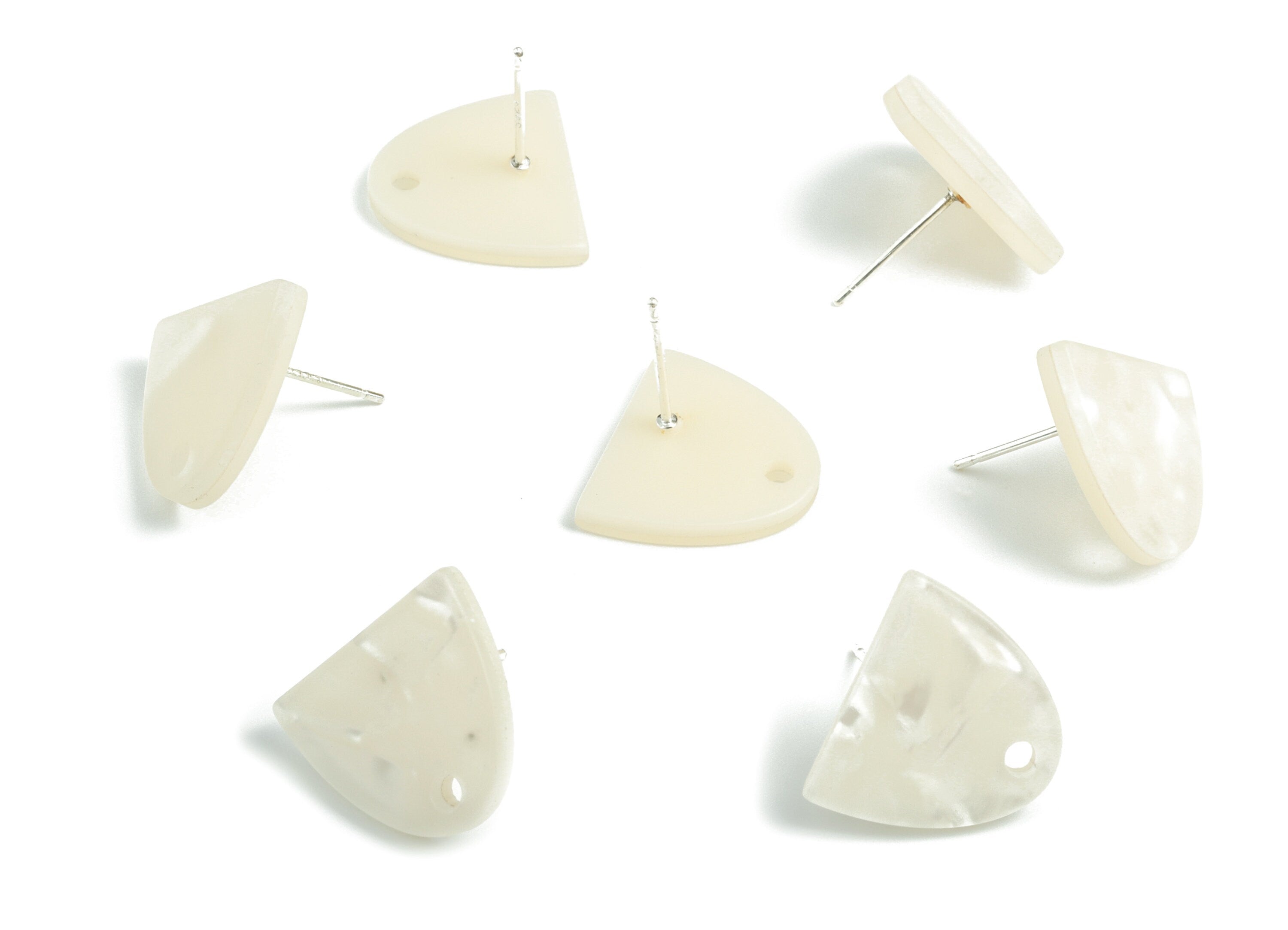 Acrylic Semi Ellipse Earring Stud - Half Ellipse Earring Post With Hole - Earring Post - Jewelry Supplies - 14.61x14.25x2.4mm - AC1959B - DOMEDBAZAAR