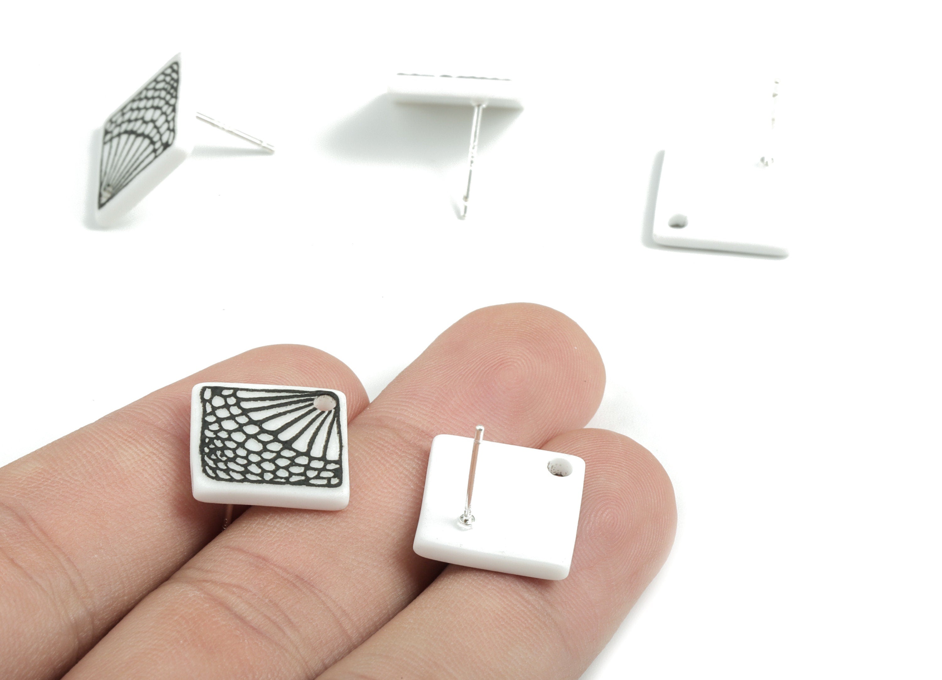 Acrylic Rectangle Earring Stud - Acrylic Rectangle Earring Post - Earring Post - Jewelry Supplies - 19.95x14.45x2.19mm - AC1960A - DOMEDBAZAAR