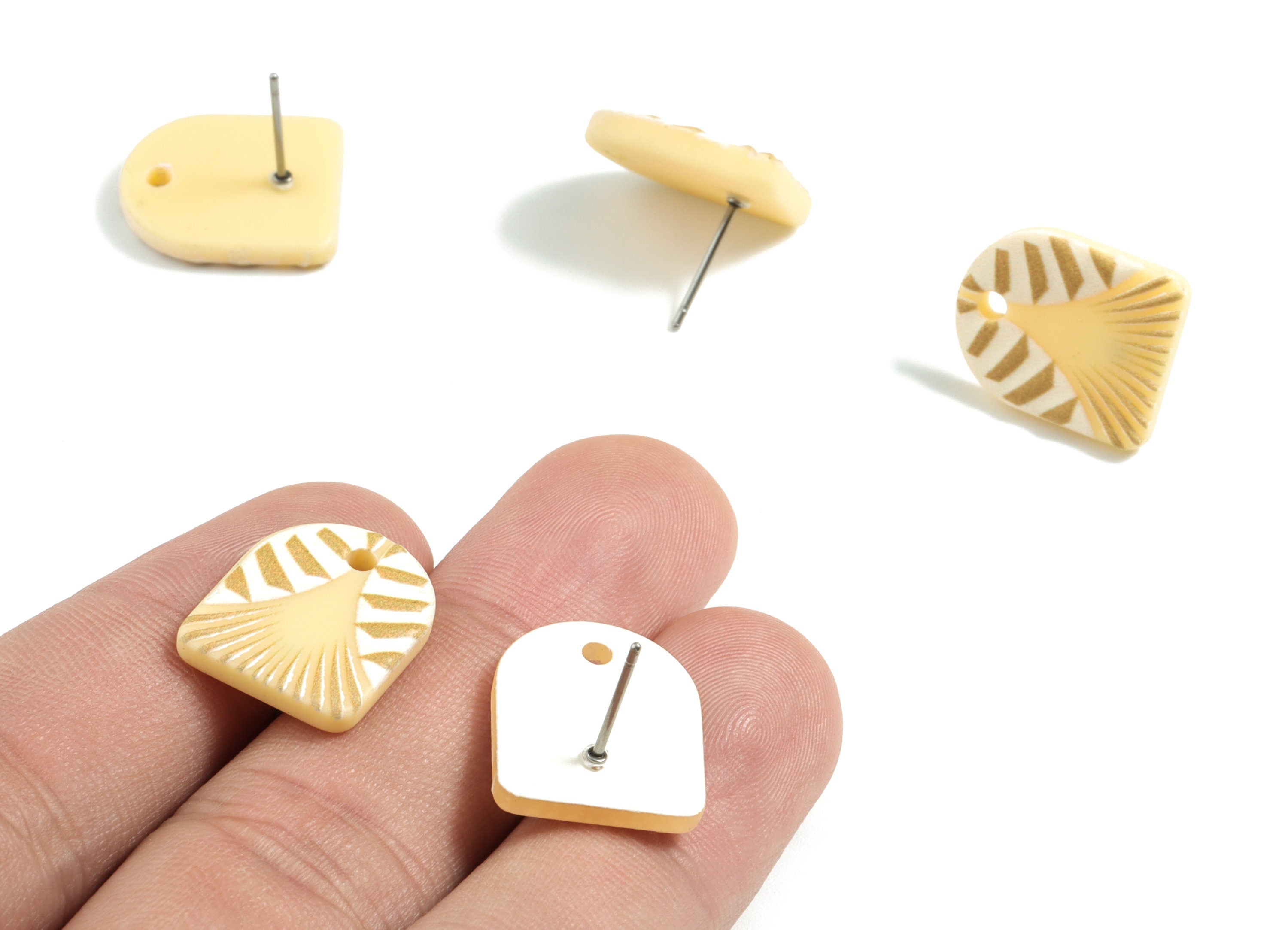 Acrylic Semi Ellipse Earring Stud - Acrylic D Earring Post - Earring Post - Jewelry Supplies - 17.31x14.14x2.76mm - AC1961A - DOMEDBAZAAR