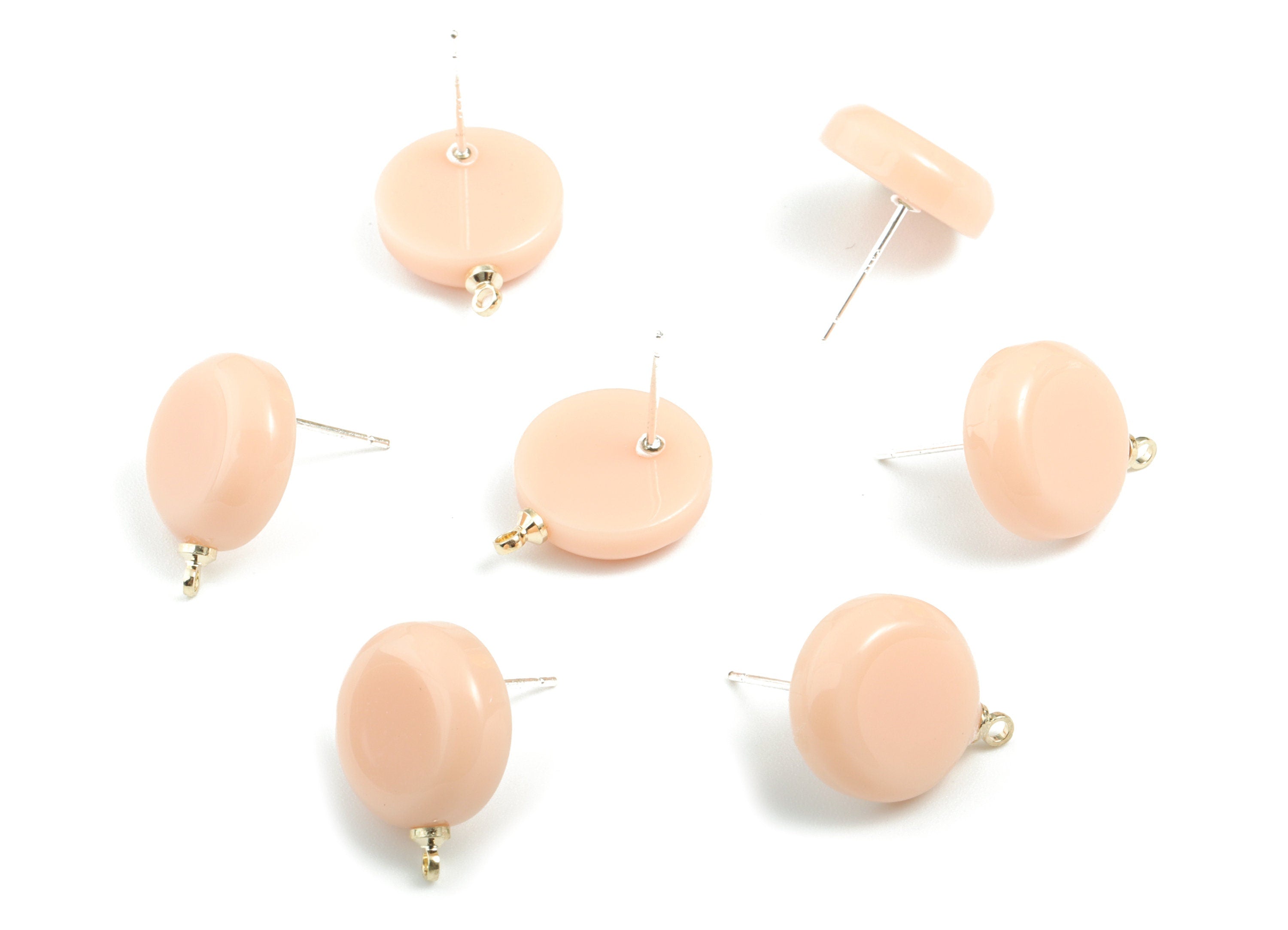 Acrylic Mini Circle Earring Stud - Mini Round Earring Post With Loop - Earring Post - Jewelry Supplies - 17.53x16.45x4.3mm - AC1962B - DOMEDBAZAAR