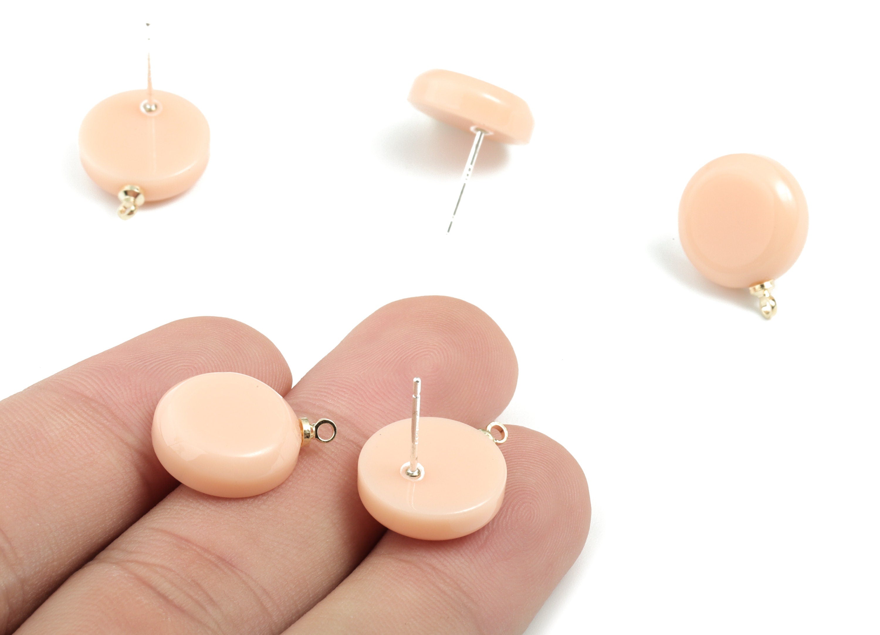 Acrylic Mini Circle Earring Stud - Mini Round Earring Post With Loop - Earring Post - Jewelry Supplies - 17.53x16.45x4.3mm - AC1962B - DOMEDBAZAAR