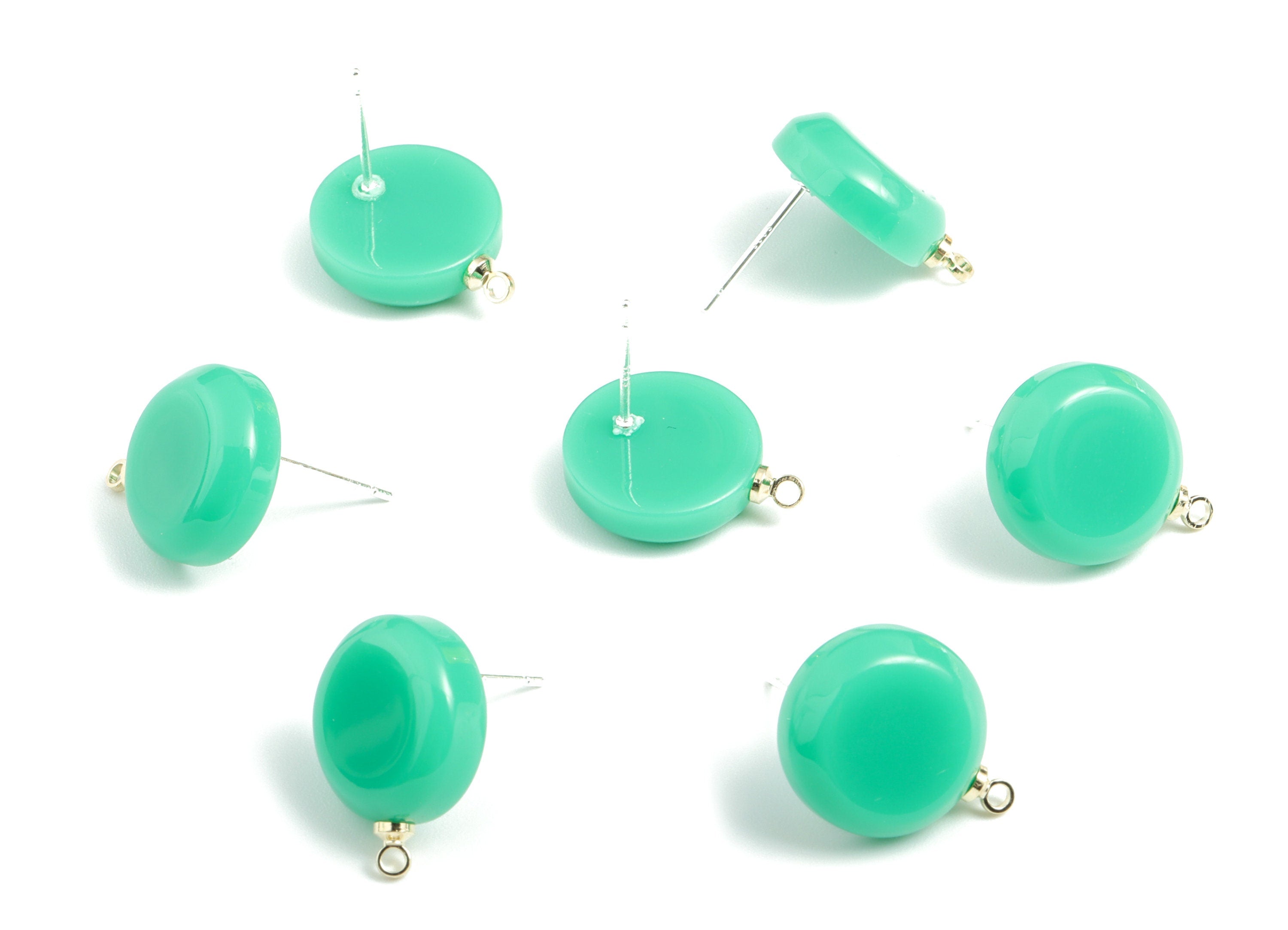 Acrylic Mini Circle Earring Stud - Mini Round Earring Post With Loop - Earring Post - Jewelry Supplies - 17.53x16.45x4.3mm - AC1962C - DOMEDBAZAAR