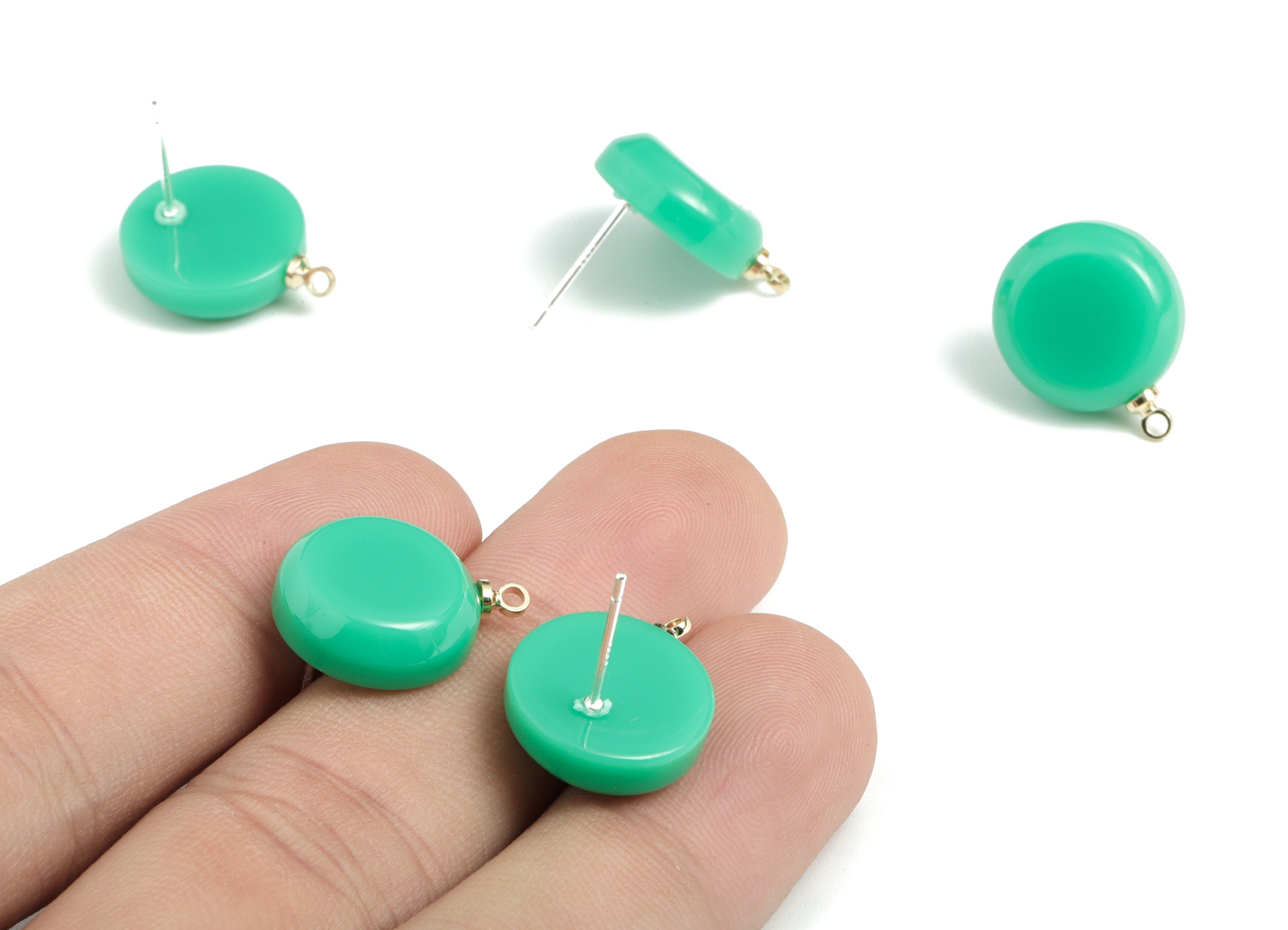 Acrylic Mini Circle Earring Stud - Mini Round Earring Post With Loop - Earring Post - Jewelry Supplies - 17.53x16.45x4.3mm - AC1962C - DOMEDBAZAAR