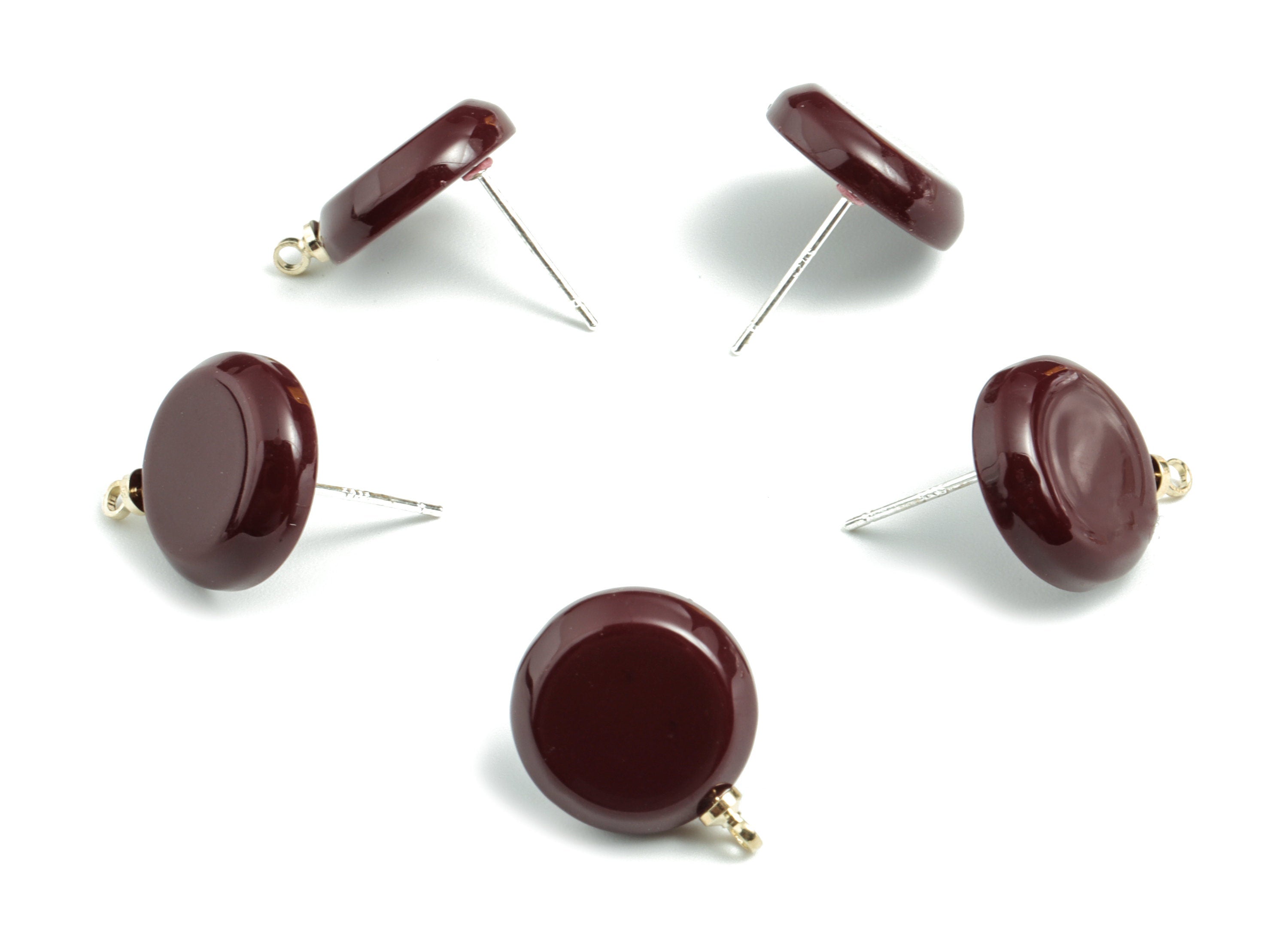 Acrylic Mini Circle Earring Stud - Mini Round Earring Post With Loop - Earring Post - Jewelry Supplies - 17.53x16.45x4.3mm - AC1962D - DOMEDBAZAAR