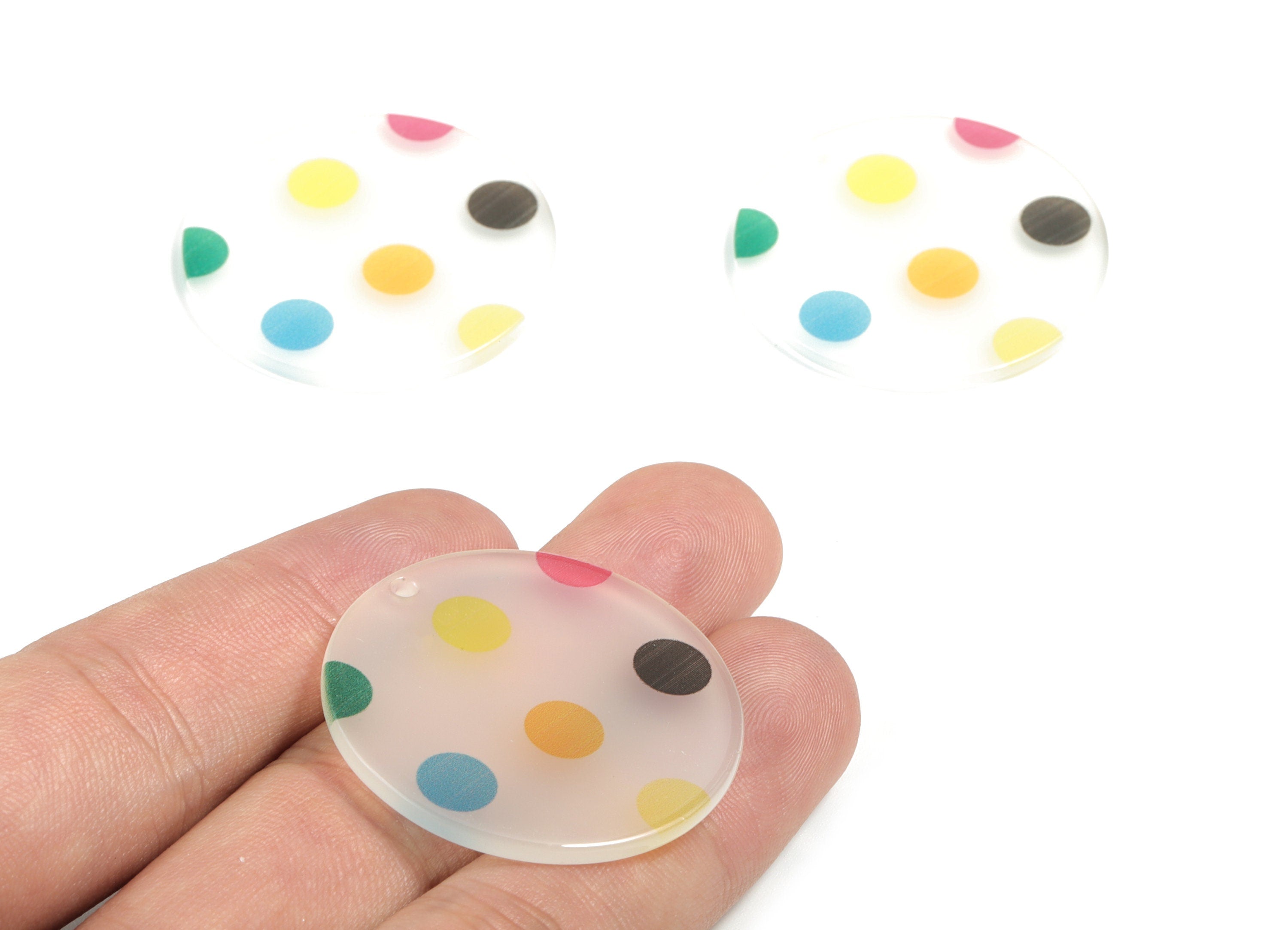 Acrylic Round Charms - Circle Earring and Pendant - Earring Findings - Jewellery Supplies - 34.62x34.62x2.33mm - AC1935B - DOMEDBAZAAR