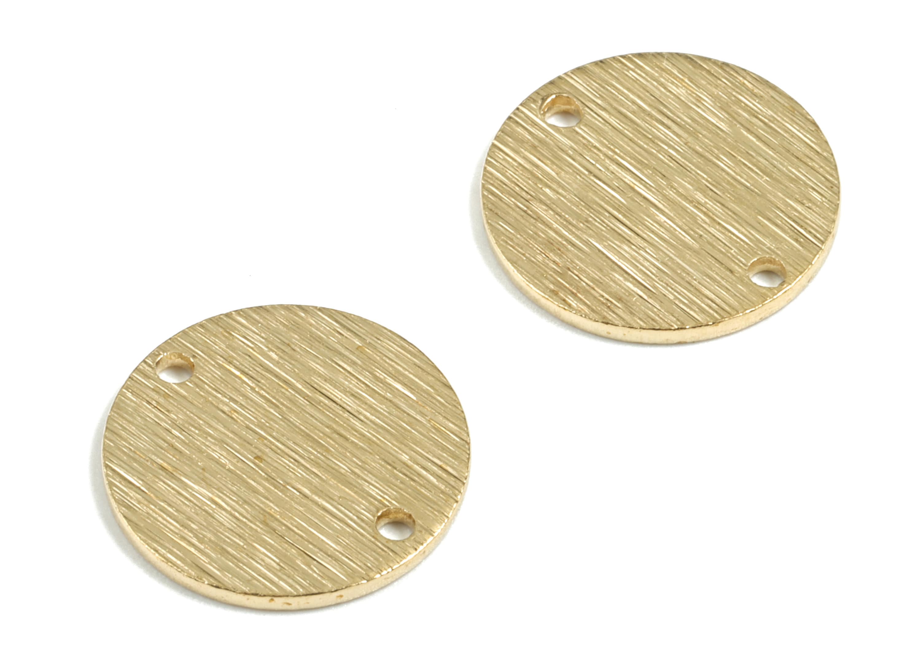 Brass Coin Connector - Raw Brass Mini Round Earring Connector - Textured Brass Circle Charm - Jewelry Supplies - 15.03x15.03x0.99mm - PP3425 - DOMEDBAZAAR