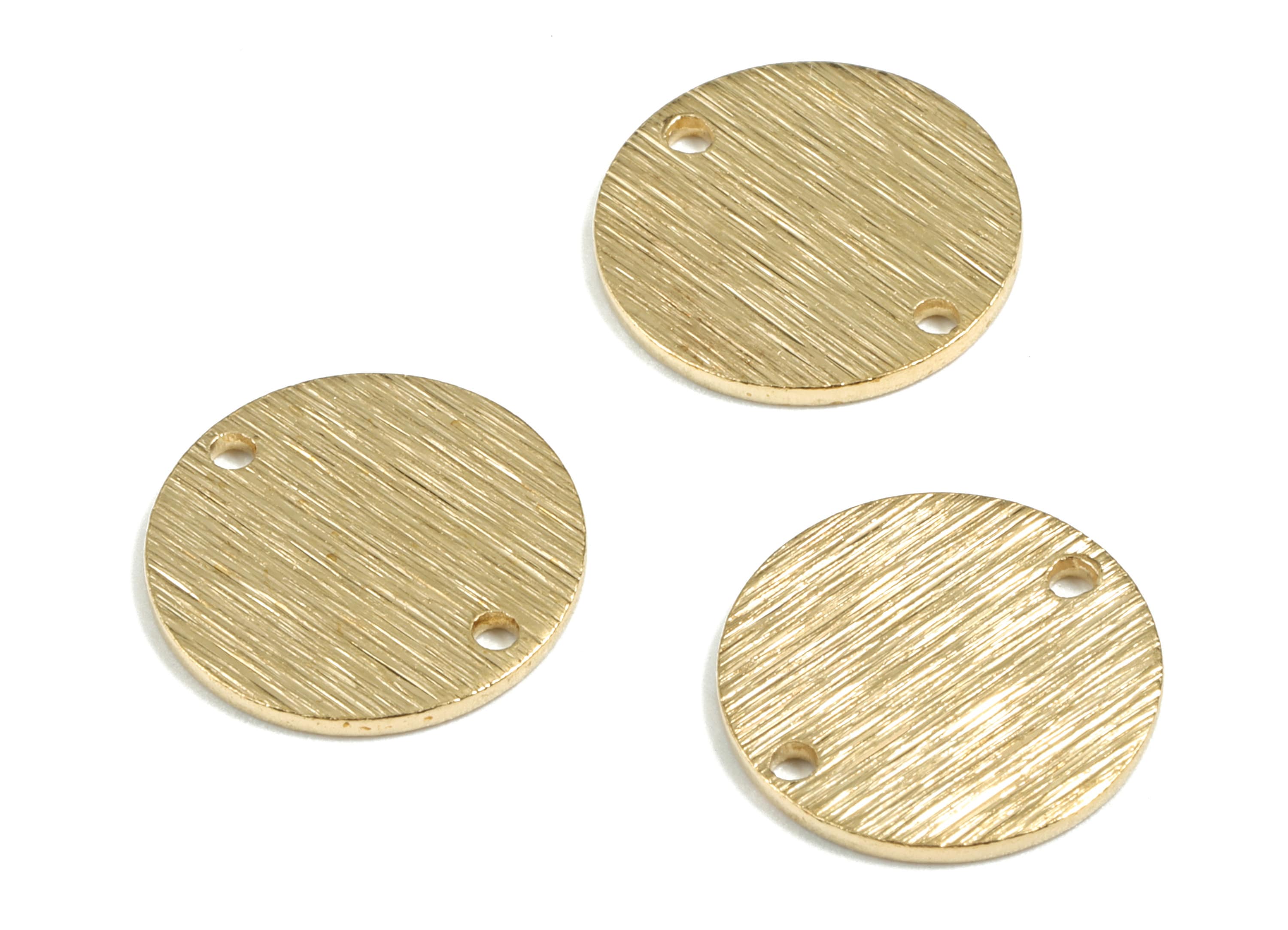 Brass Coin Connector - Raw Brass Mini Round Earring Connector - Textured Brass Circle Charm - Jewelry Supplies - 15.03x15.03x0.99mm - PP3425 - DOMEDBAZAAR