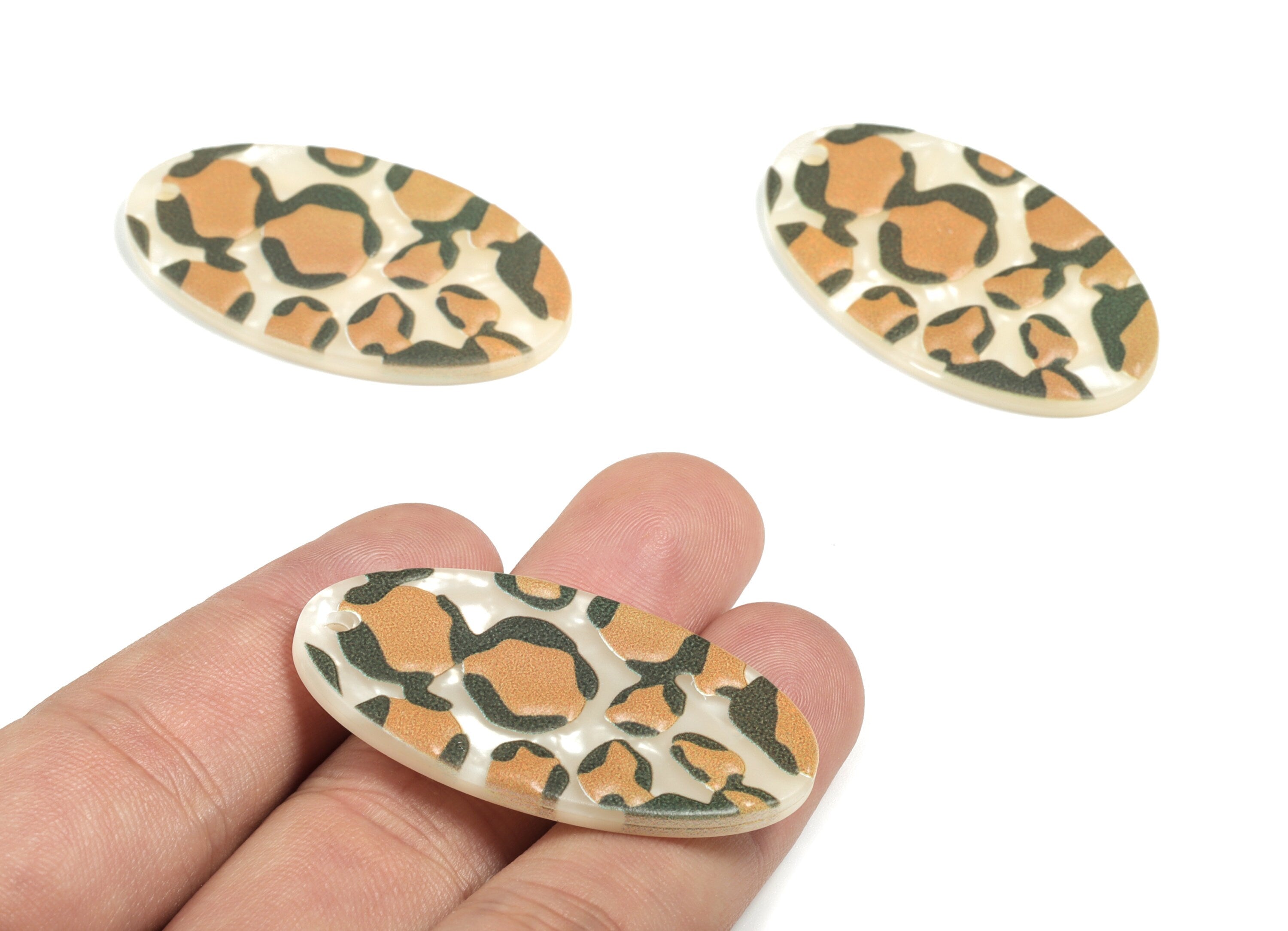 Acrylic Oval Earring Charms - Printing Oval Acrylic Charm - Earring Findings - Jewelry Supplies - 44.65x25.51x3.01mm - AC1947A - DOMEDBAZAAR