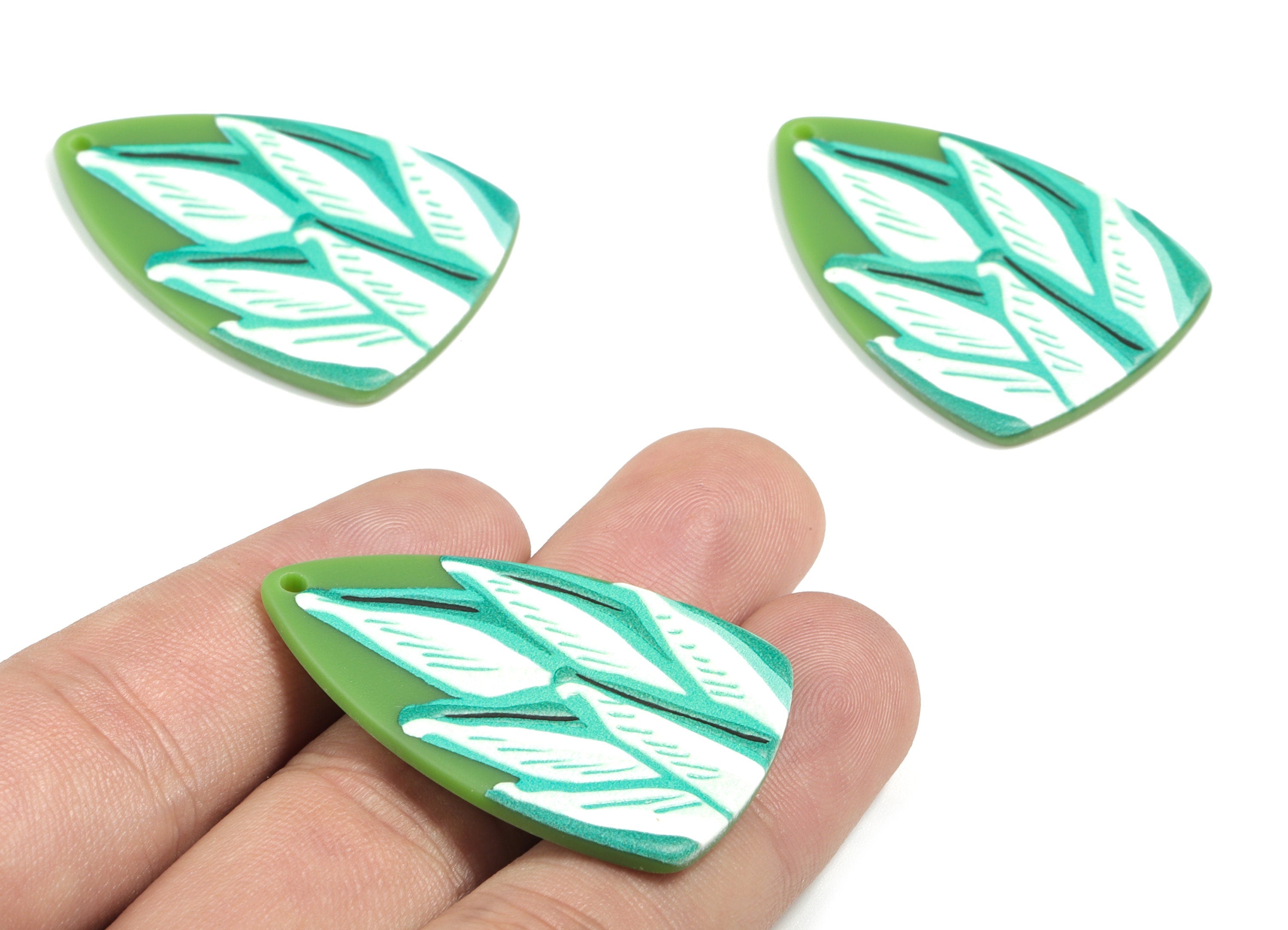 Acrylic Flower Earring Charms - Printing Flower Acrylic Charm - Earring Findings - Jewelry Supplies - 40.74x27.93x2.59mm - AC1955A - DOMEDBAZAAR