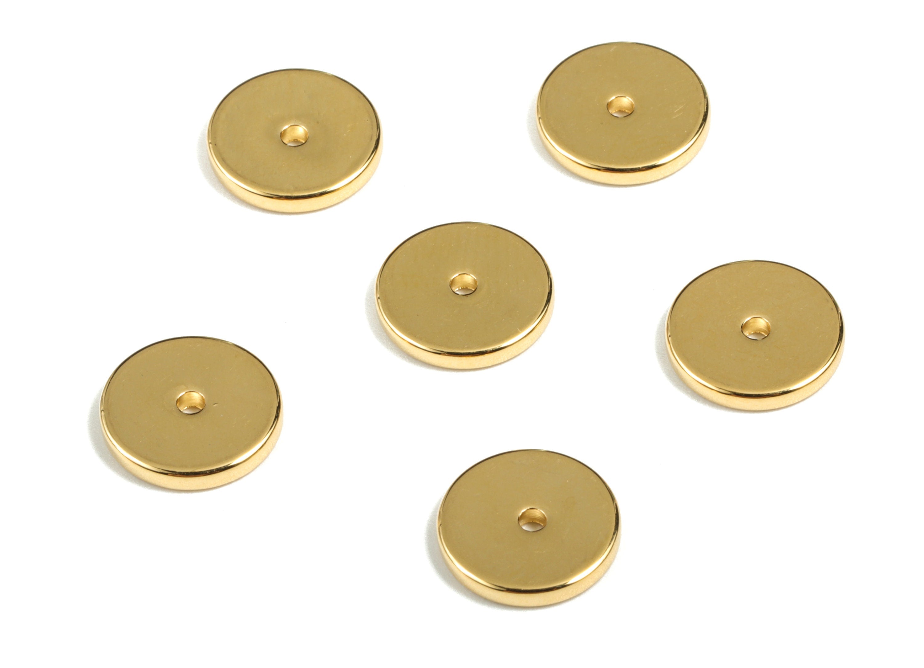 Gold Brass Flat Disc 10mm Beads Spacers - Heishi Rondelle Spacers Beads - 18K Real Gold Plated Brass Disk - 10.13x10.13x1.49mm - RGP2701 - DOMEDBAZAAR