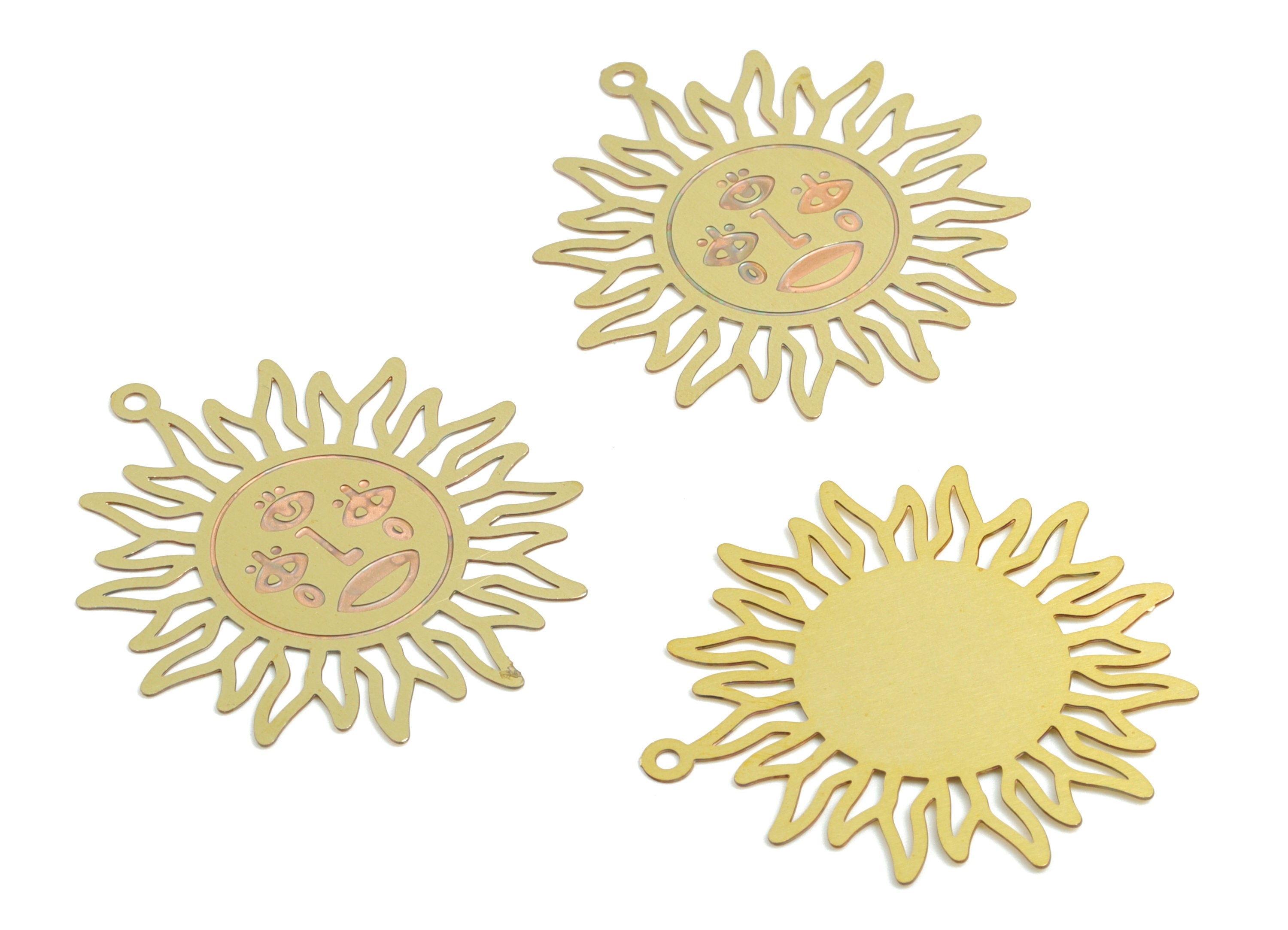 Brass Sun Earring Charms - Raw Brass Sun Pendant - Earring Findings - Jewelry Supplies - 37.91x33.69x0.3mm - JJB6250 - DOMEDBAZAAR