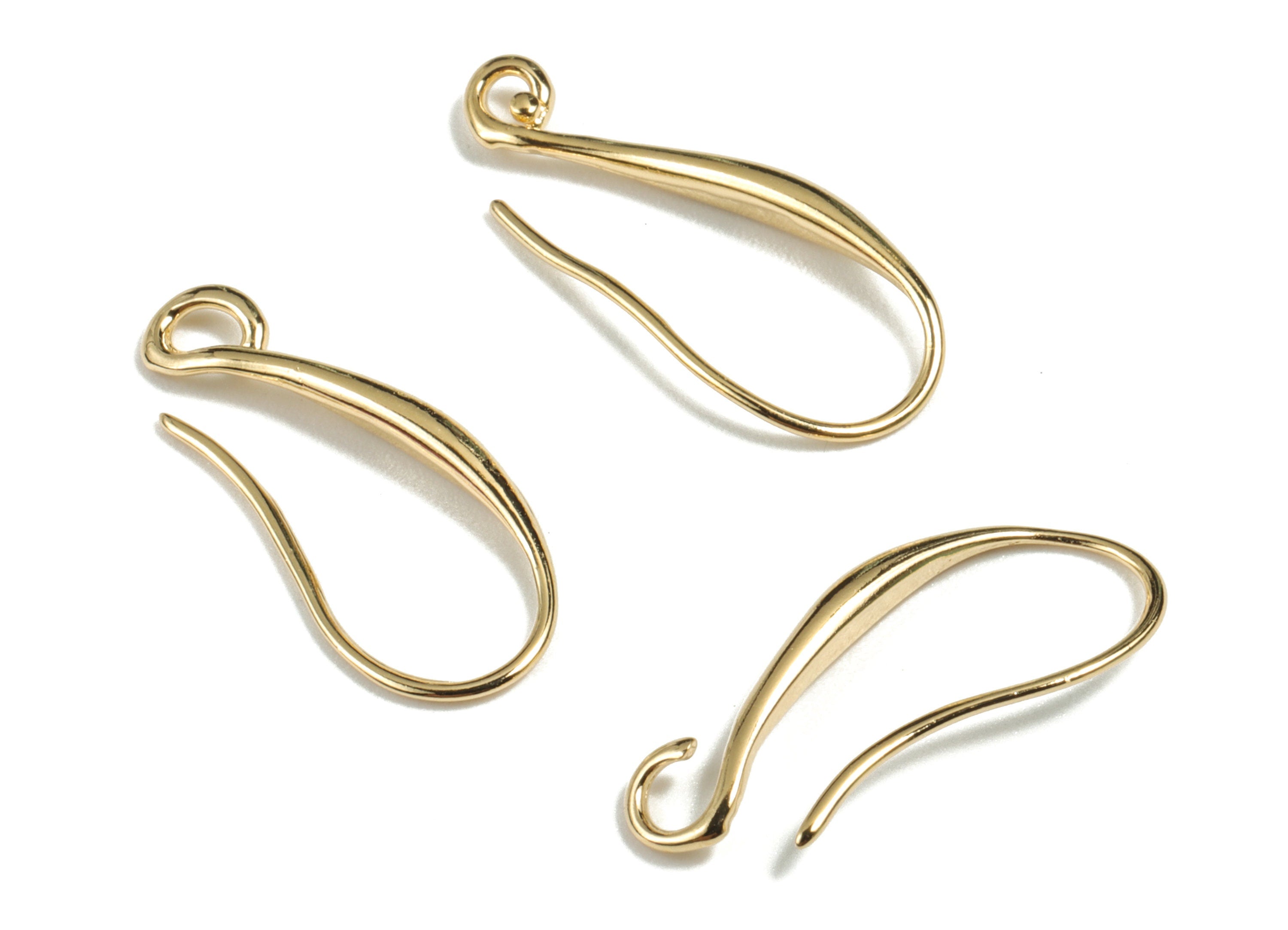 Brass Earring Wires - Gold Earring Hooks - 18K Real Gold Plated Brass - Earring Findings - Jewelry Supplies - 20.08x6.91x2.2mm - RGP2674 - DOMEDBAZAAR