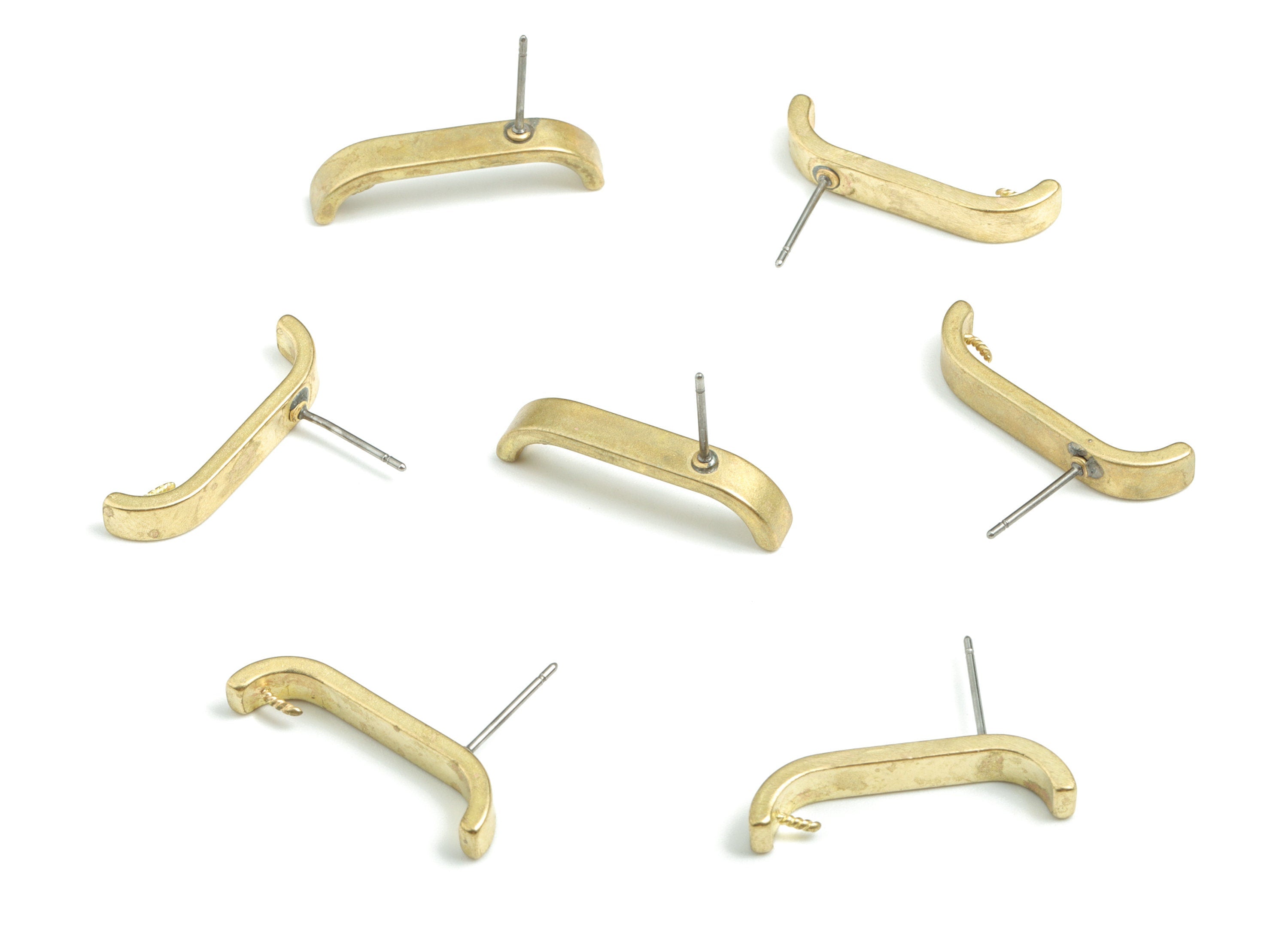 Brass Ear Wire Earring Stud - Raw Brass Ear Wire Earring Post - Earring Post - Jewelry Supplies - 24.76x17.39x3.96mm - PPOE011 - DOMEDBAZAAR