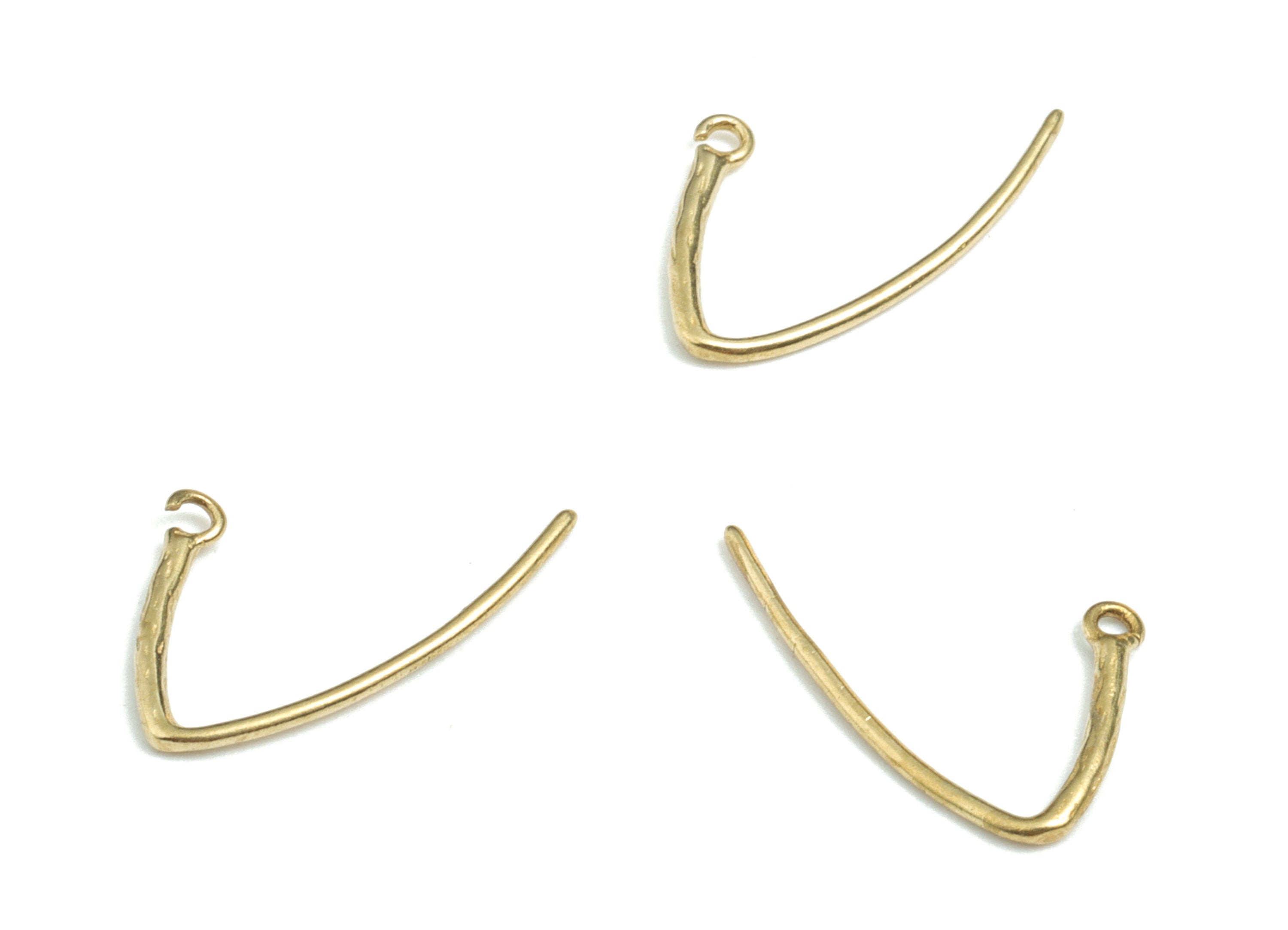 Brass Ear Wire With Loop - Raw Brass Earring Hook - Earring Hook - Jewelry Supplies - 17.26x10.3x1.22mm - PPYS135 - DOMEDBAZAAR