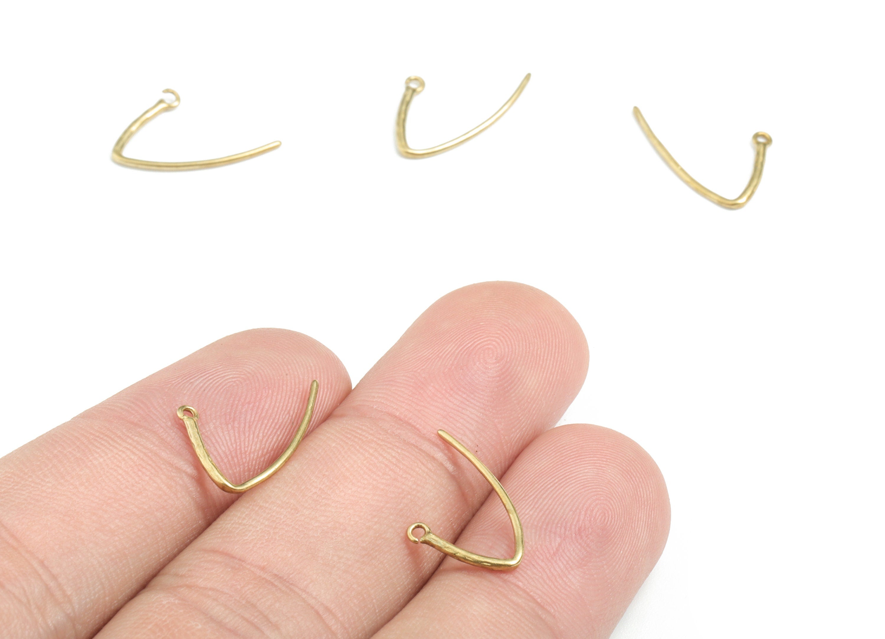 Brass Ear Wire With Loop - Raw Brass Earring Hook - Earring Hook - Jewelry Supplies - 17.26x10.3x1.22mm - PPYS135 - DOMEDBAZAAR