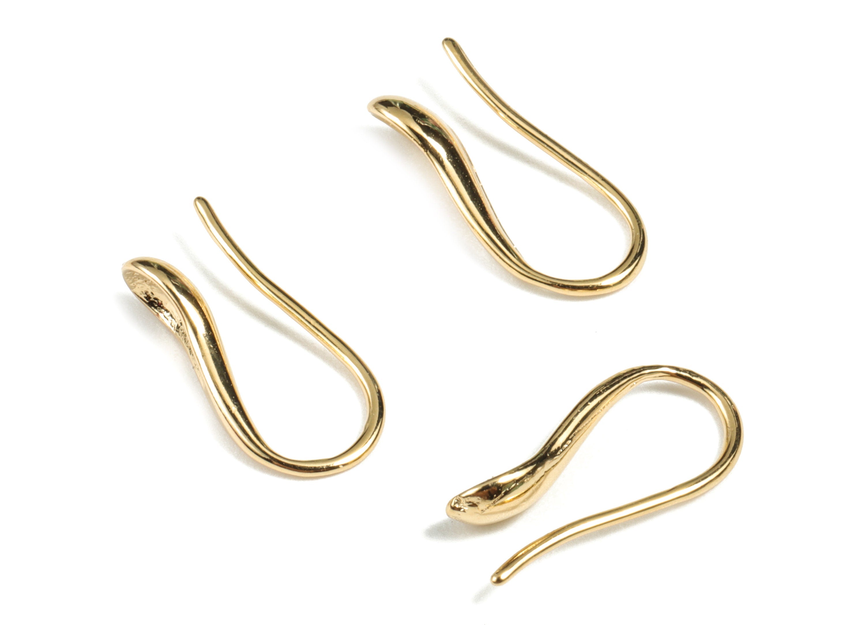 Brass Earring Hooks - 18K Real Gold Plated Brass Earring Wires - Ear Hooks Findings - Jewelry Supplies - 15.91x7.26x4.09mm - RGP2706 - DOMEDBAZAAR
