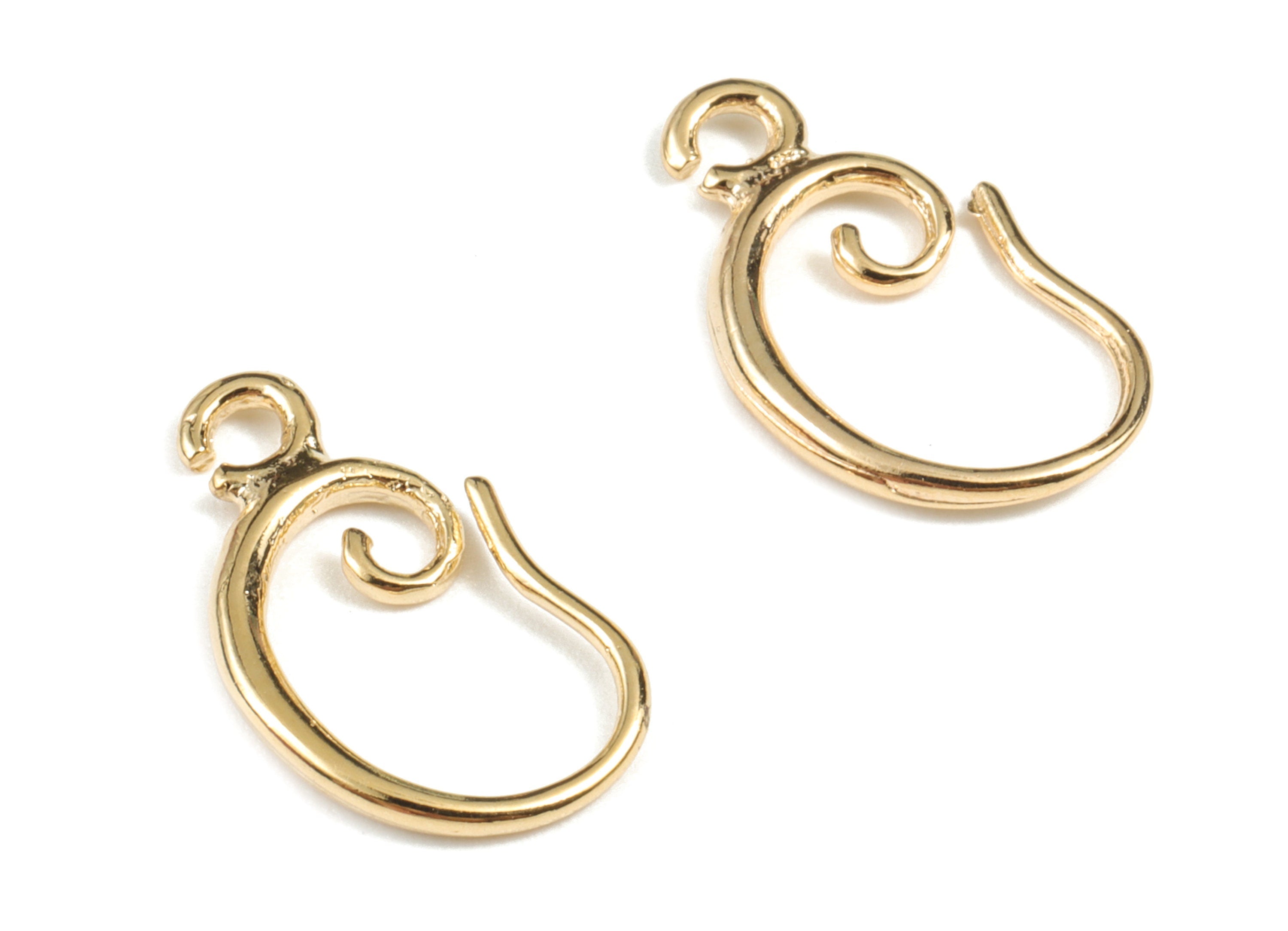 Brass Earring Hooks - 18K Real Gold Plated Brass Earring Wires - Ear Hooks Findings - Jewelry Supplies - 16.69x9.16x1.57mm - RGP2676 - DOMEDBAZAAR