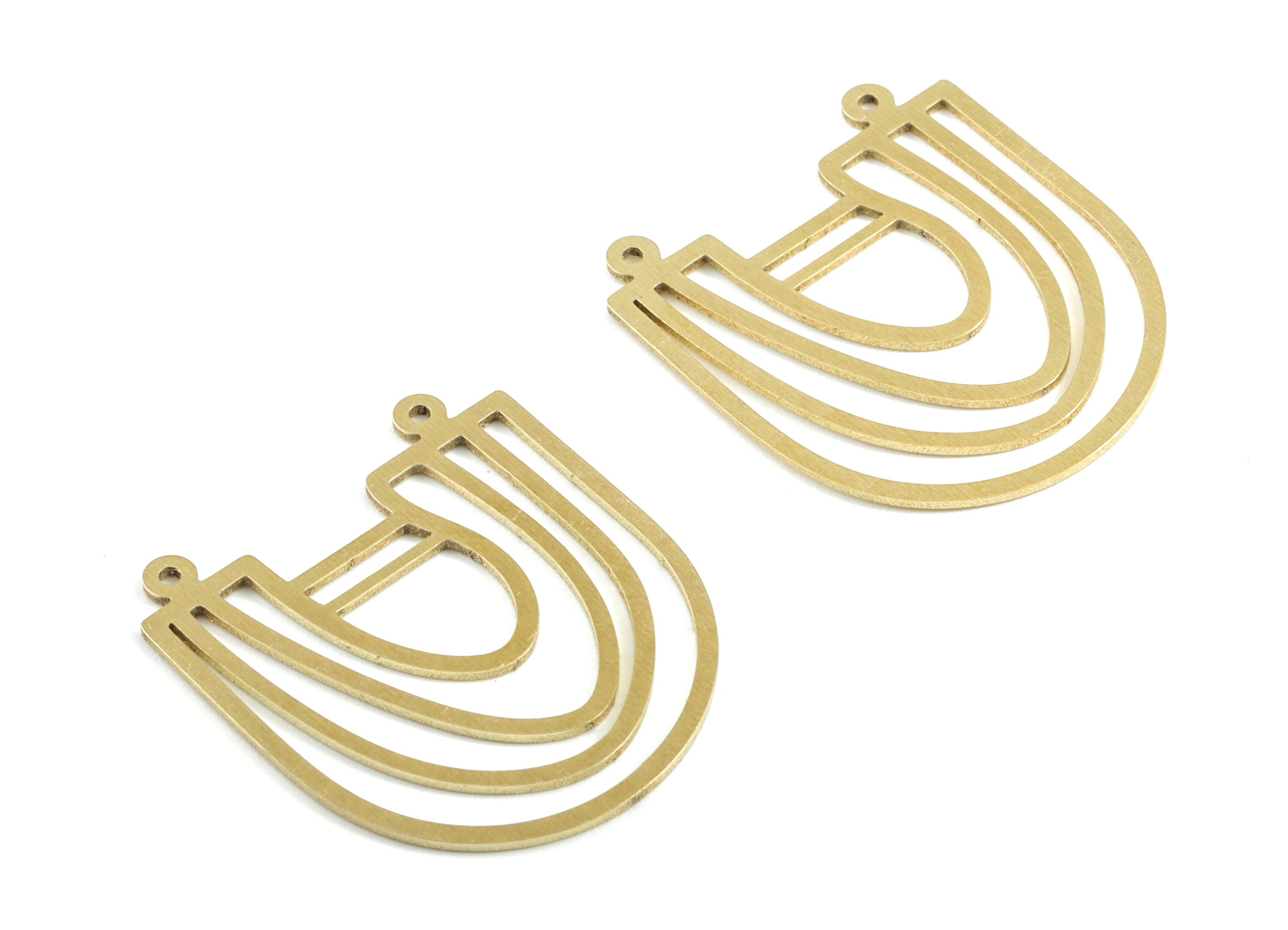 Brass Half Moon Earring Connector - Raw Brass U Semi Circle Pendant - Earring Findings - Jewelry Supplies - 31.79x27.67x0.83mm - PPM2832 - DOMEDBAZAAR