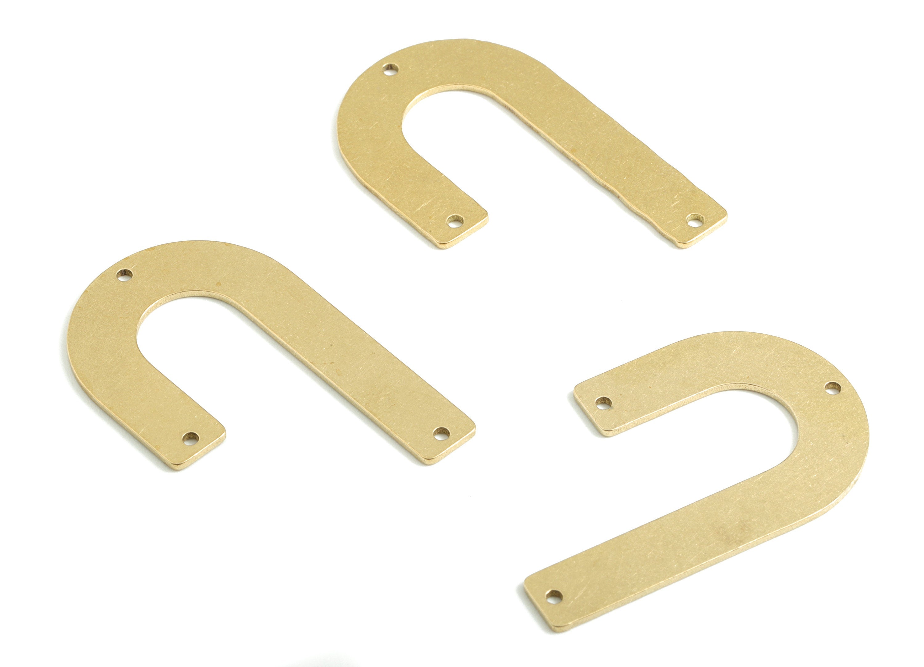 Brass J Letter Earring Connector - Raw Brass U Earring Charms - Earrings Finding - Jewellery Supplies - 35.2x21.87x0.83mm - PPM2546 - DOMEDBAZAAR