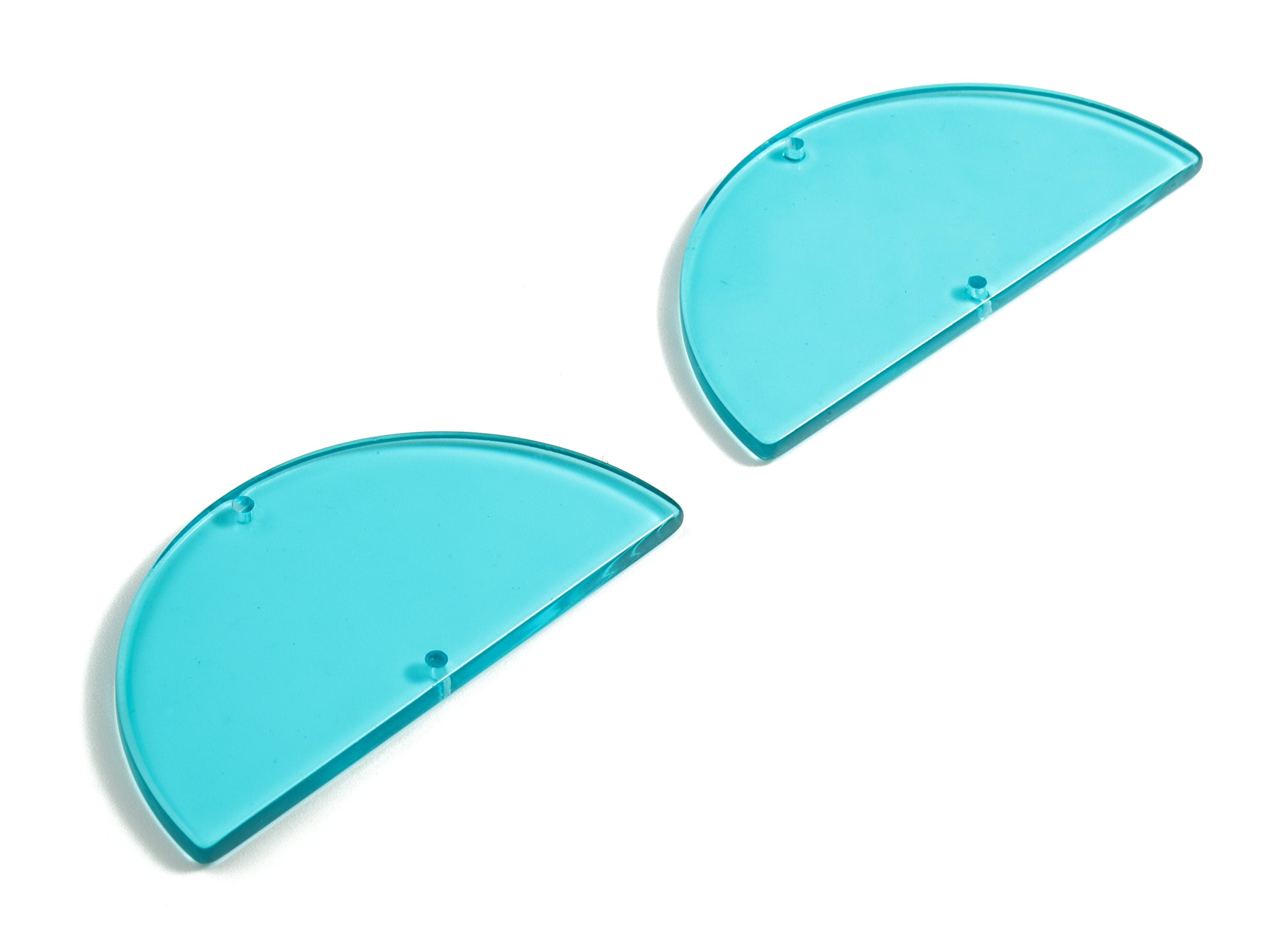 Acrylic Semicircle Connectors - Light Blue Half Moon Earring Charm - 2 Holes - Color Code:A68 - 57.52x28.74x2.59mm - AC1805-A68 - DOMEDBAZAAR