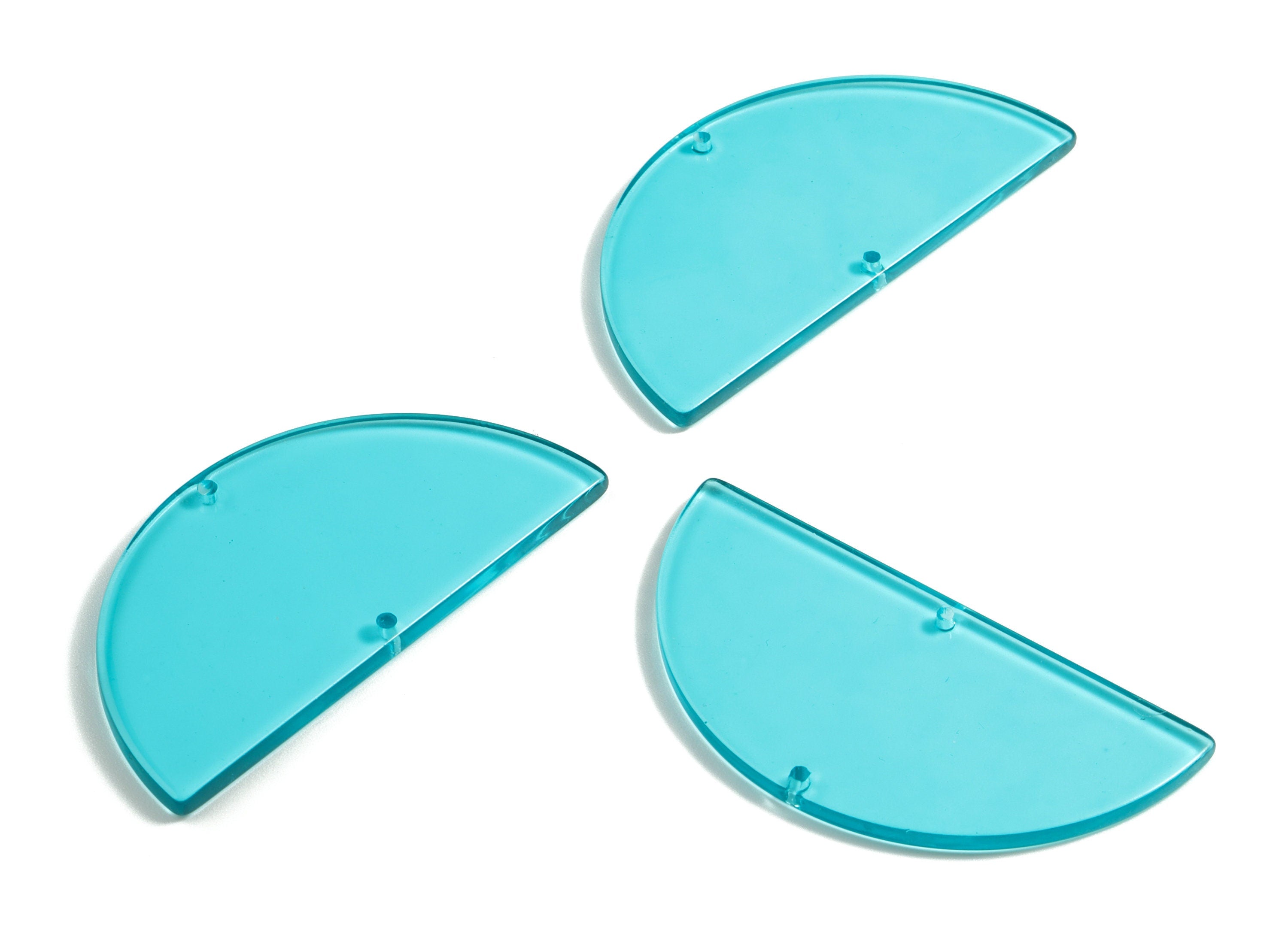 Acrylic Semicircle Connectors - Light Blue Half Moon Earring Charm - 2 Holes - Color Code:A68 - 57.52x28.74x2.59mm - AC1805-A68 - DOMEDBAZAAR