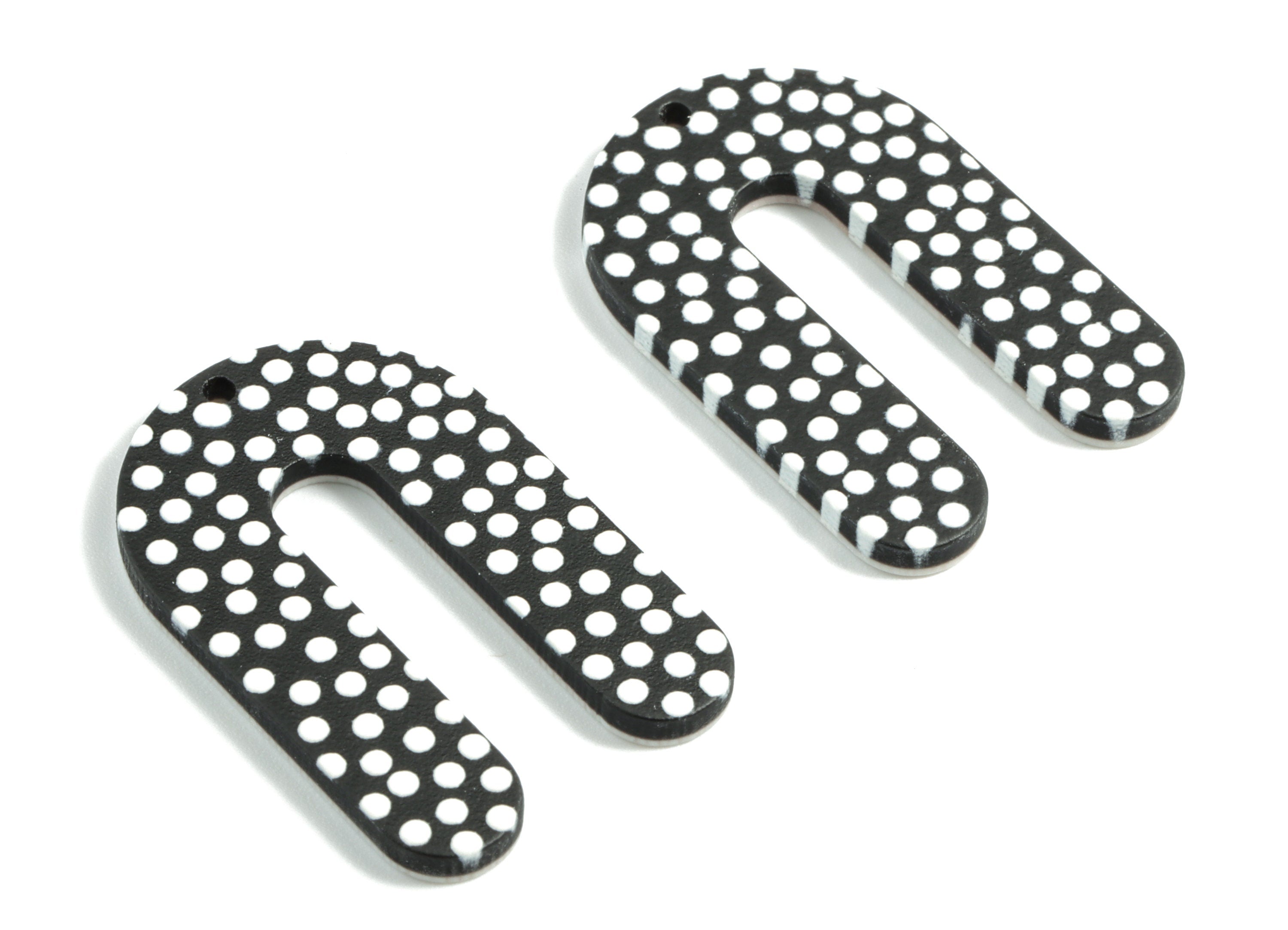 Acrylic U Earring Charms - Polka Dot Horse Hoe Pendant - Earring Findings - Jewelry Supplies - 32.43x21.71x2.66mm - AC1969A - DOMEDBAZAAR