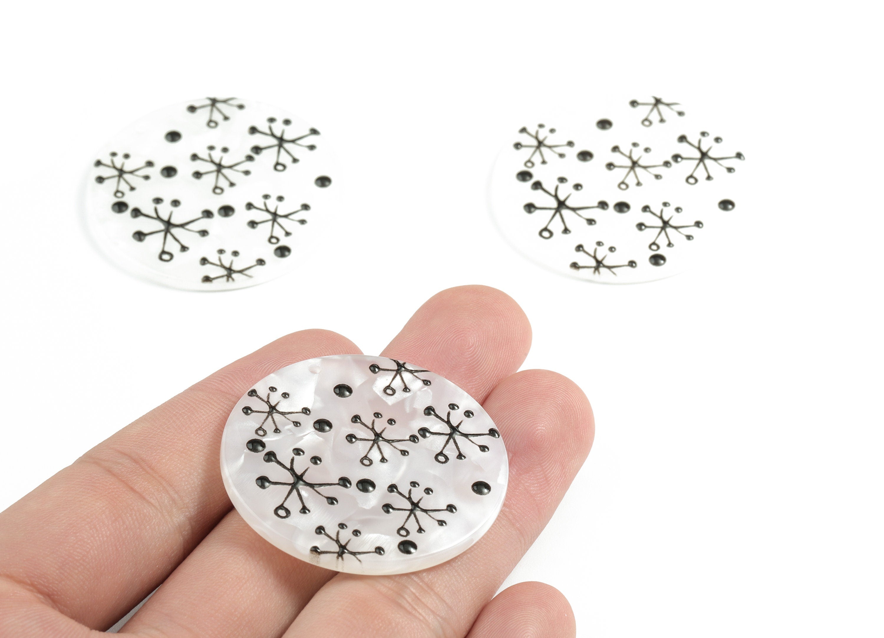 Acrylic Snow Flake Earring Charms - Acrylic Snow Flake Pendant - Earring Findings - Jewelry Supplies - 38.95x38.95x2.9mm - AC1973A - DOMEDBAZAAR