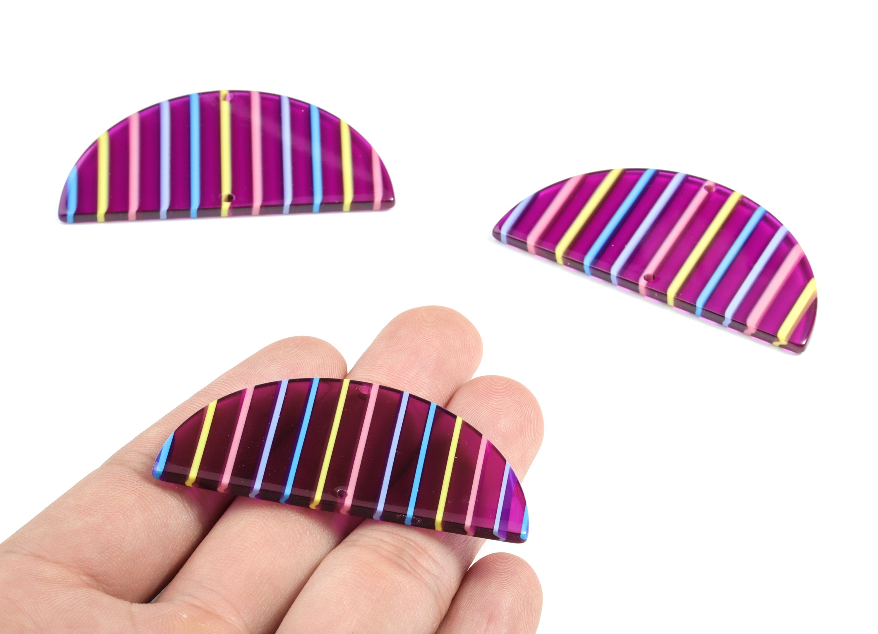 Acetate Semicircle Connectors - 2 Holes - Half Moon Connector - Jewelry Supplies - Color Code:A64 - 57.72x28.55x2.66mm - AC1805-A65 - DOMEDBAZAAR