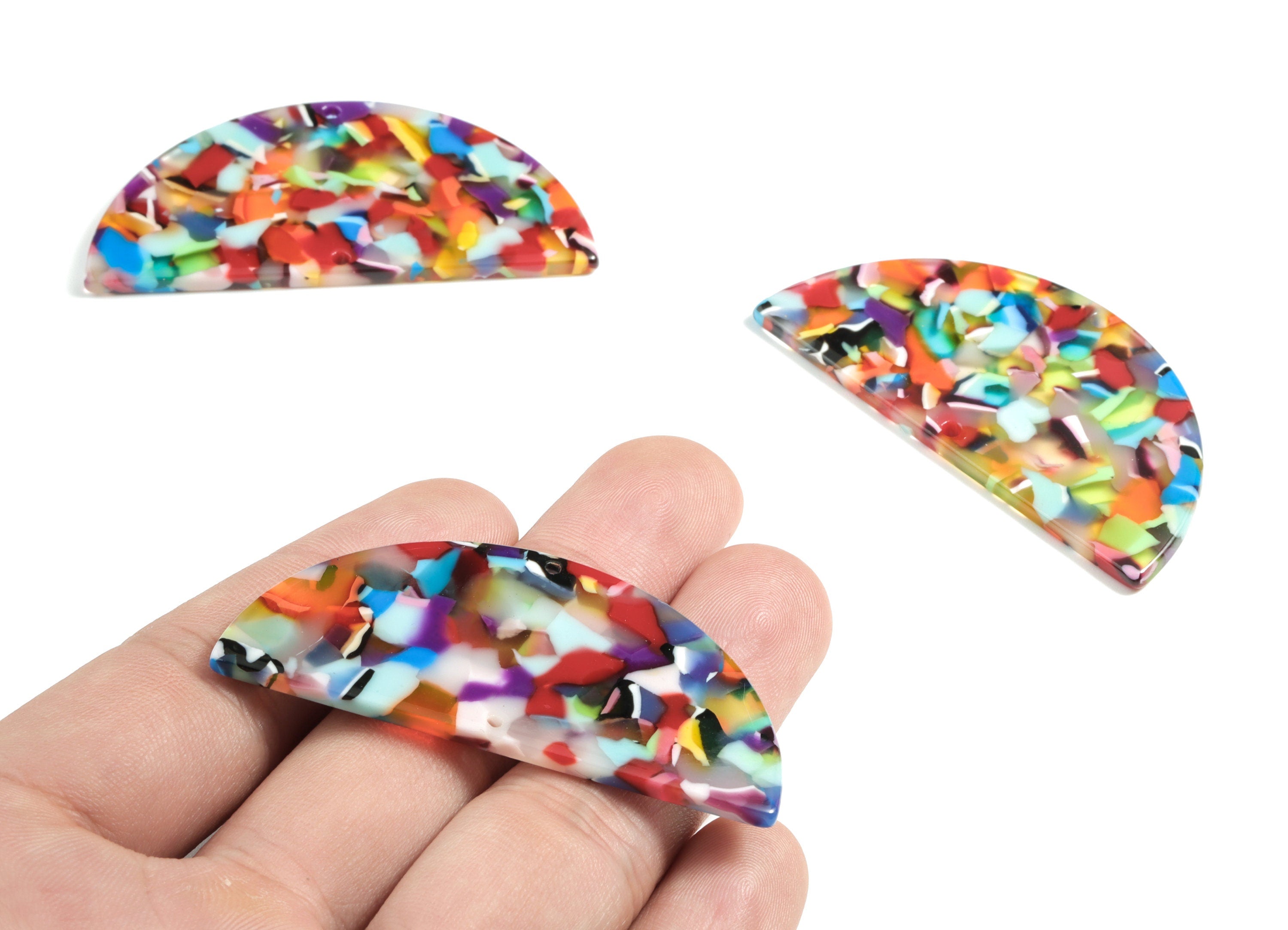 Acetate Semicircle Connectors - 2 Holes - Half Moon Connector - Jewelry Supplies - Color Code:A21 - 57.18x28.53x2.45mm - AC1805-A21 - DOMEDBAZAAR