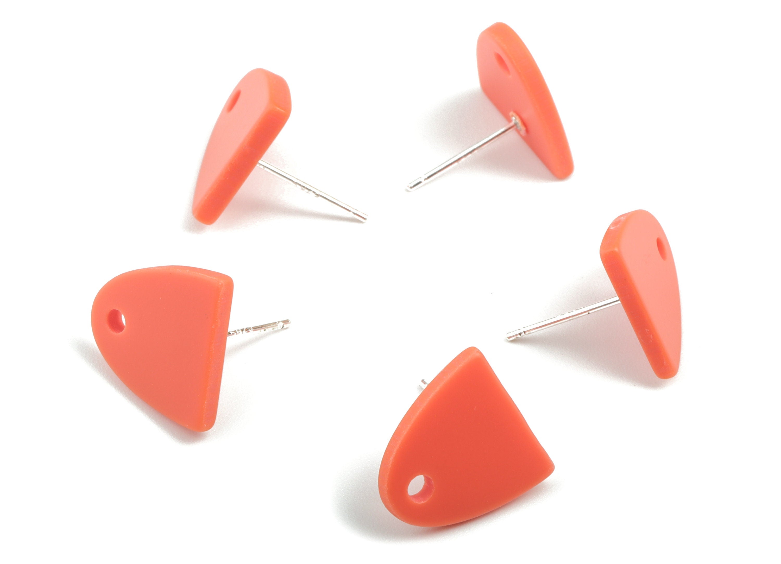 Acrylic Semi Ellipse Earring Stud - Half Ellipse Earring Post With Hole - Earring Post - Jewelry Supplies - 14.4x14.05x2.05mm - AC1959A - DOMEDBAZAAR