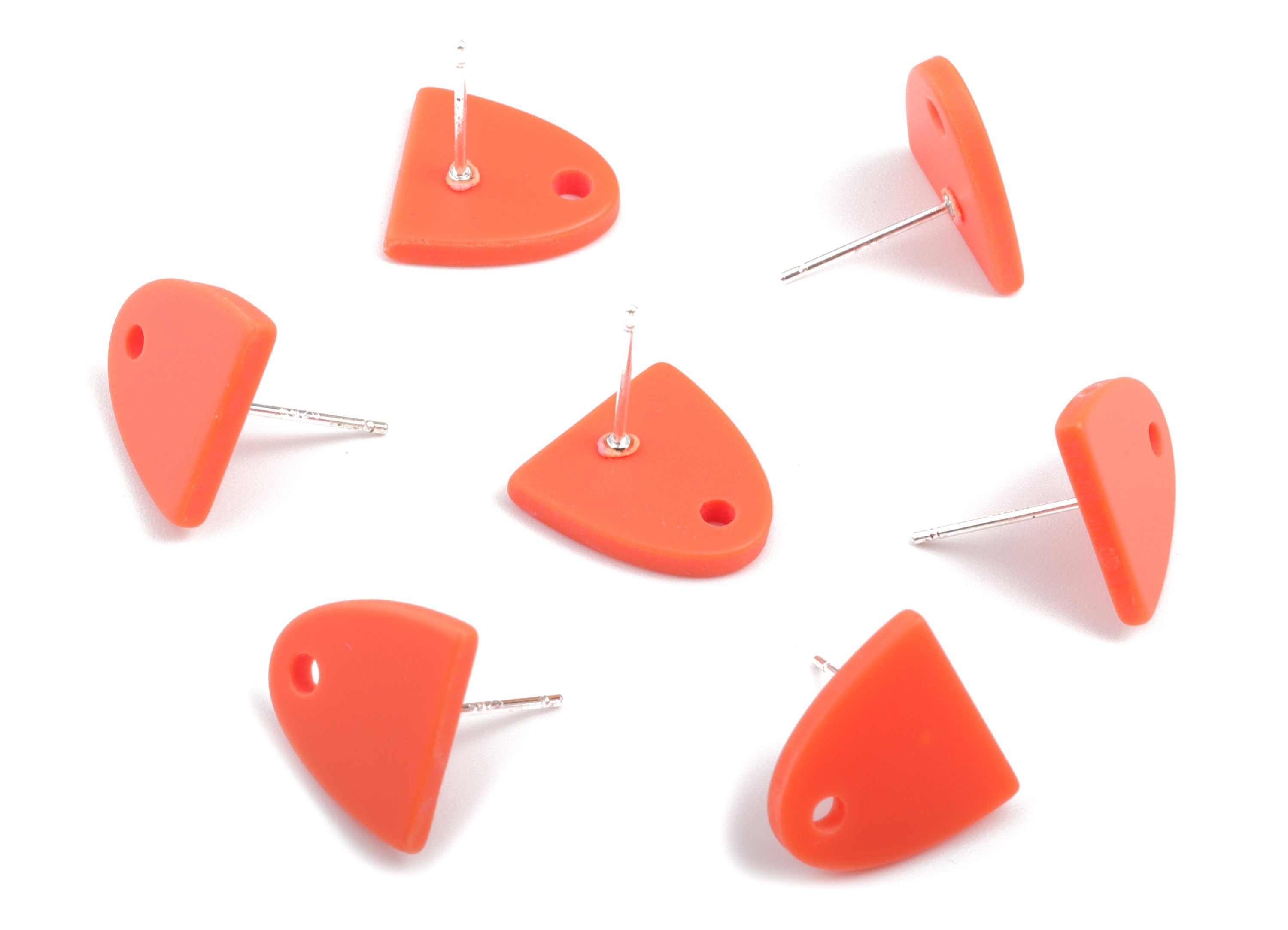 Acrylic Semi Ellipse Earring Stud - Half Ellipse Earring Post With Hole - Earring Post - Jewelry Supplies - 14.4x14.05x2.05mm - AC1959A - DOMEDBAZAAR