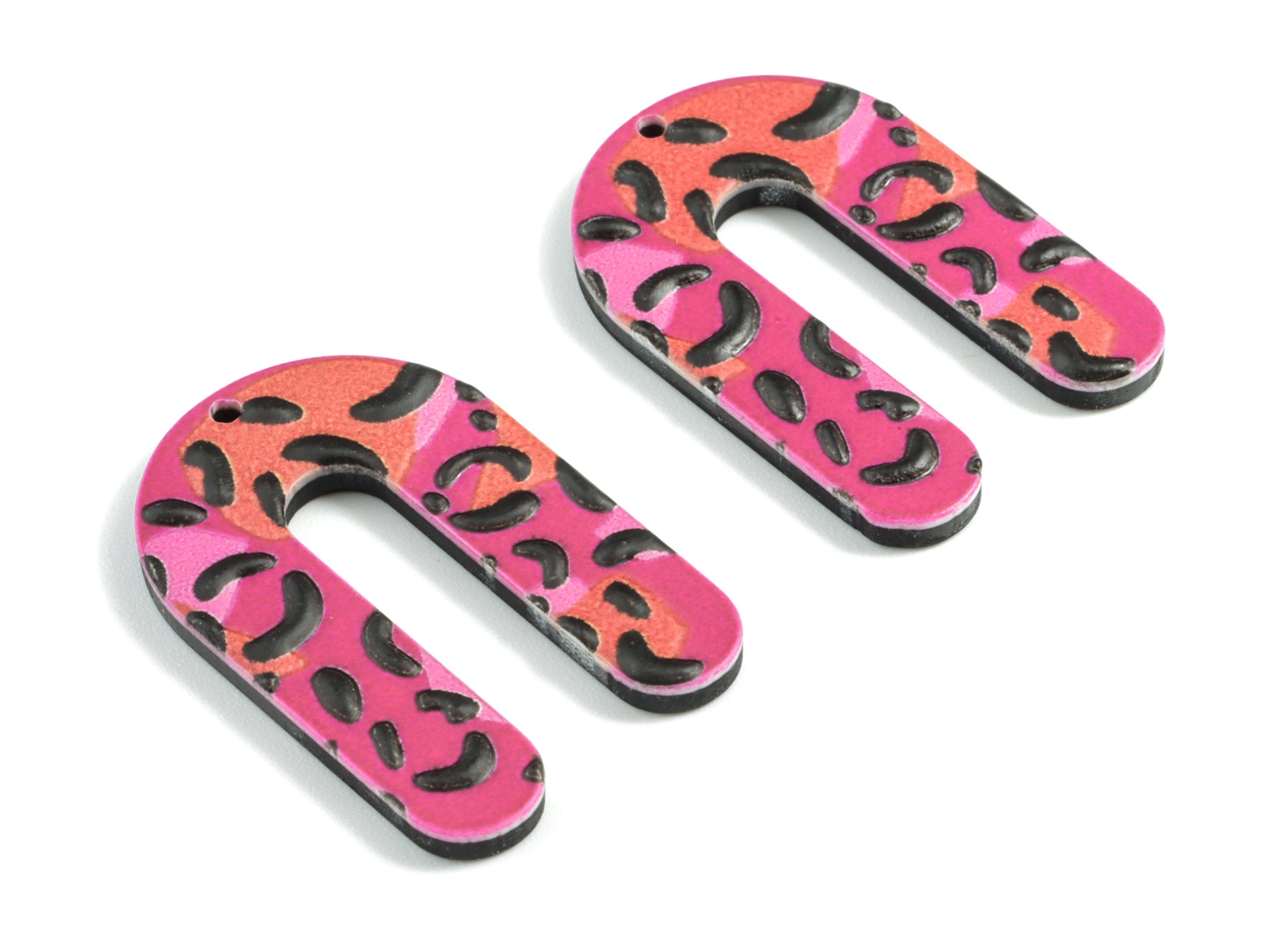 Acrylic U Earring Charms - Acrylic Textured U Earrings - Earring Findings - Jewelry Supplies - 28.75x19.3x2.69mm - AC1980A - DOMEDBAZAAR