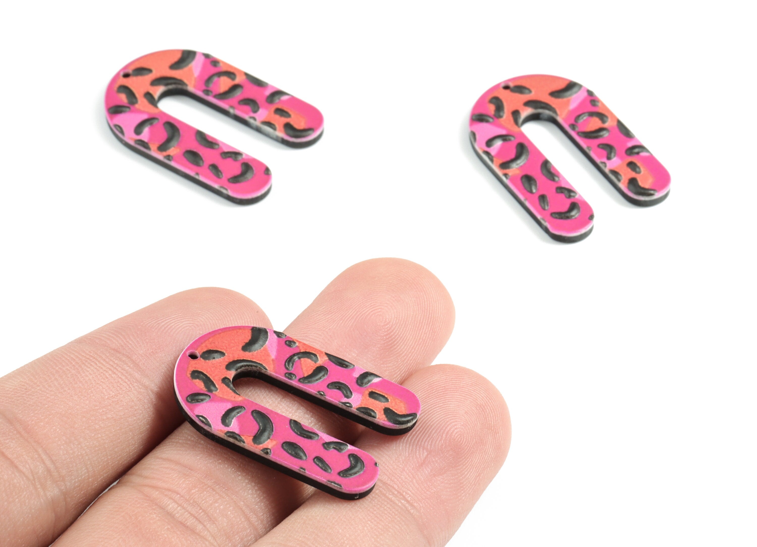 Acrylic U Earring Charms - Acrylic Textured U Earrings - Earring Findings - Jewelry Supplies - 28.75x19.3x2.69mm - AC1980A - DOMEDBAZAAR