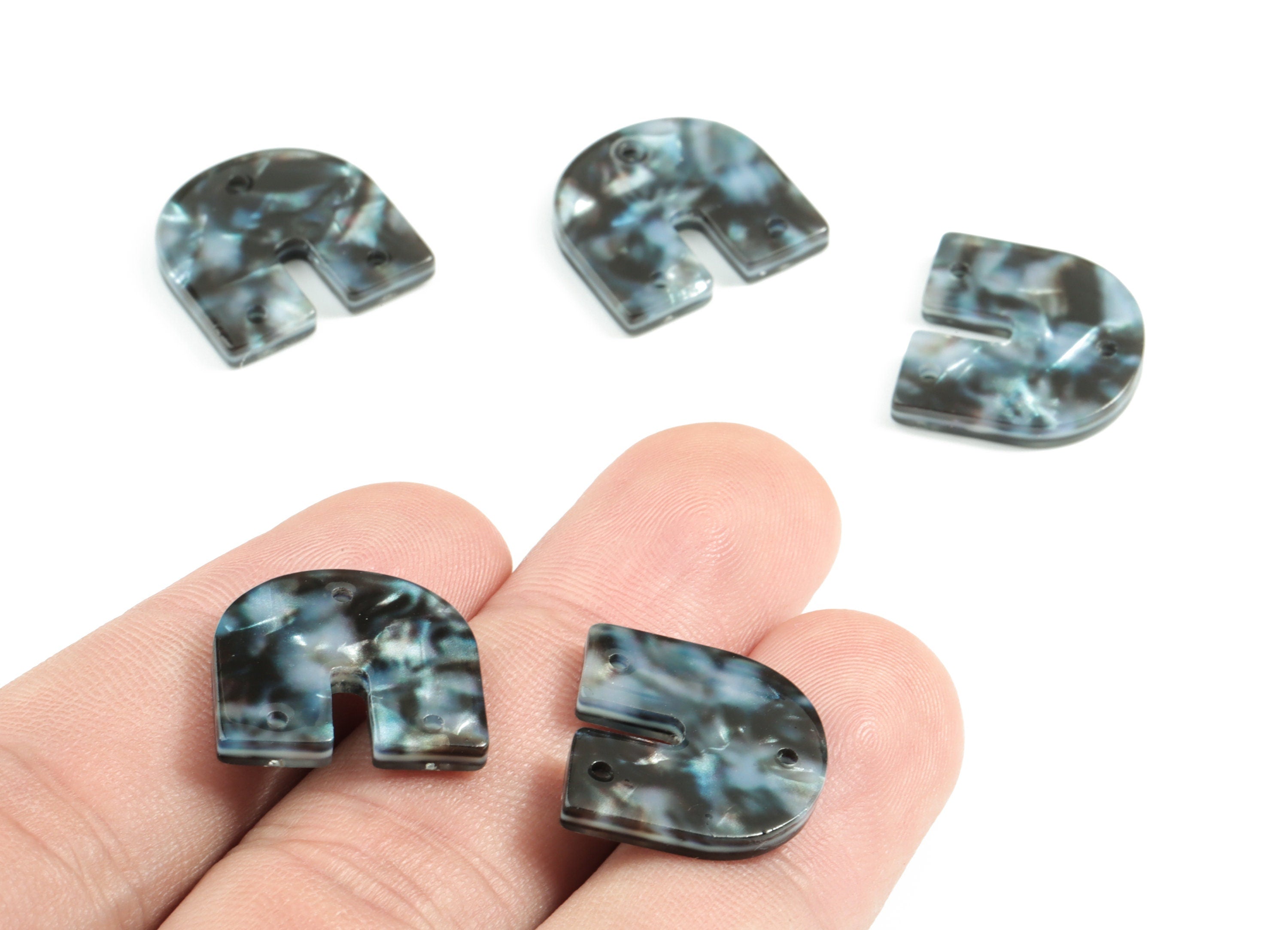 Acetate U Earring Connectors - Horsehoe 3 Holes Earring Charm - Jewelry Supplies - Color Code: A485 - 17.15x16.4x2.39mm - AC1467-A485 - DOMEDBAZAAR