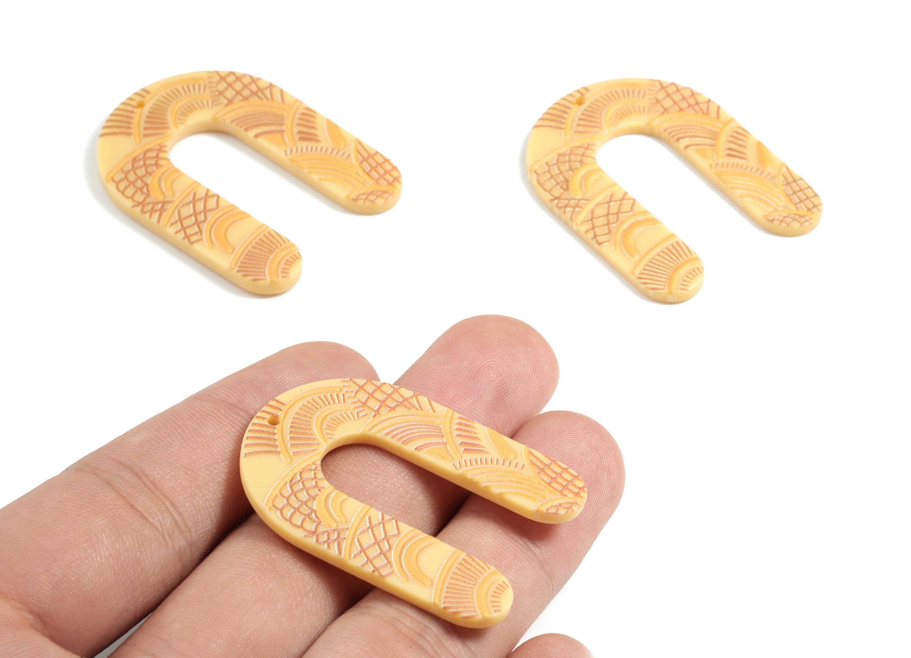 Acrylic U Earring Charms - Acrylic Textured U Earrings - Earring Findings - Jewelry Supplies - 40.2x31.69x2.33mm - AC1979A - DOMEDBAZAAR