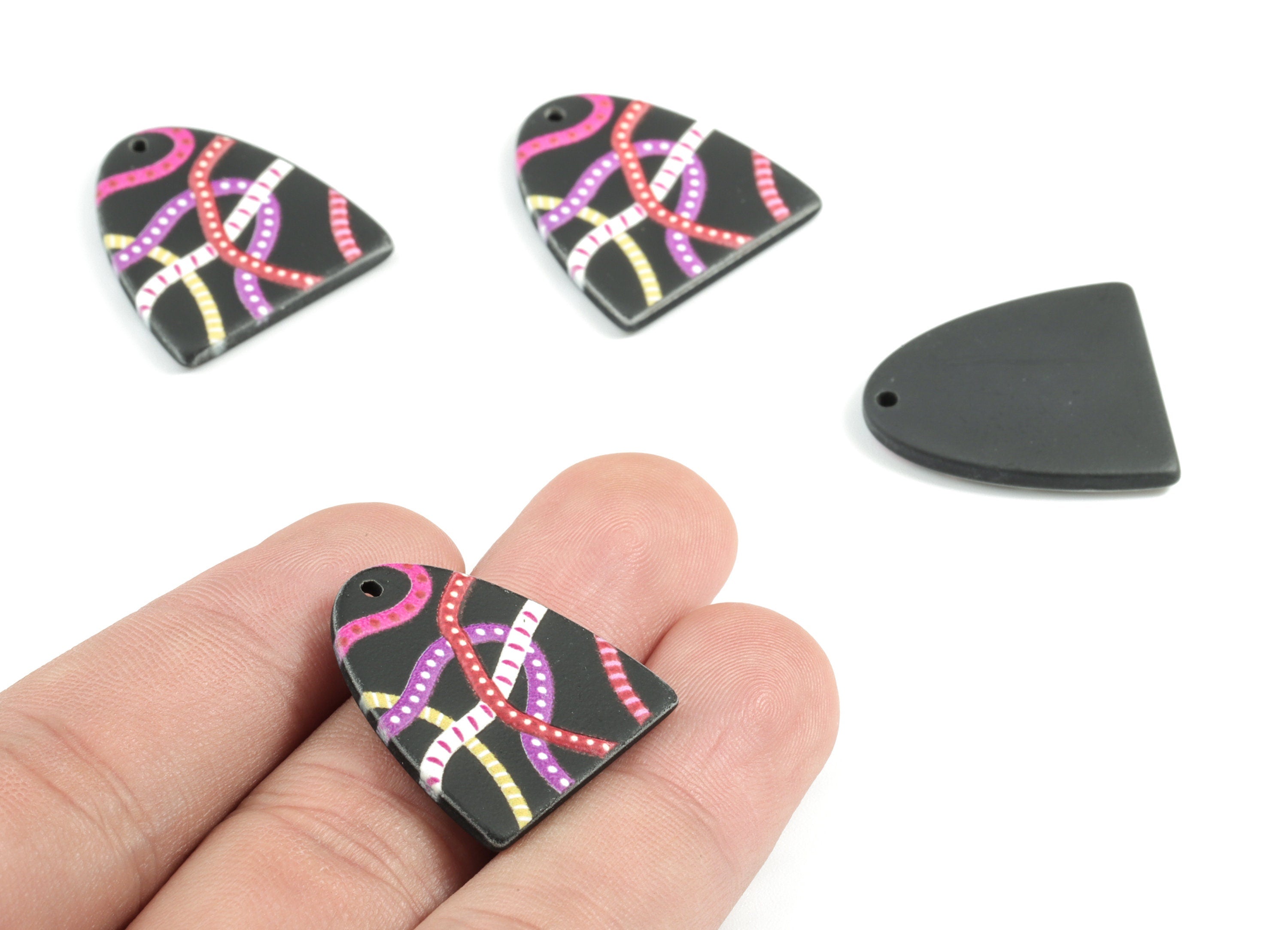 Acrylic Semi Ellipse Earring Charms - Acrylic D Charm - Earring Findings - Jewelry Supplies - 24.83x22.45x2.56mm - AC1968A - DOMEDBAZAAR