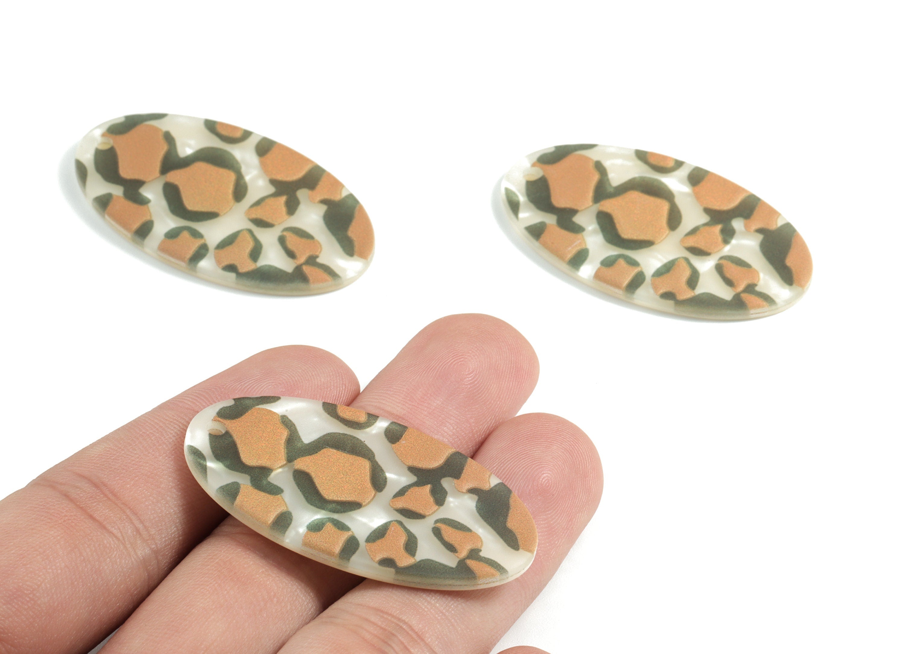 Acrylic Oval Earring Charms - Acrylic Pattern Oval Charm - Earring Findings - Jewelry Supplies - 44.64x25.68x2.69mm - AC1982A - DOMEDBAZAAR