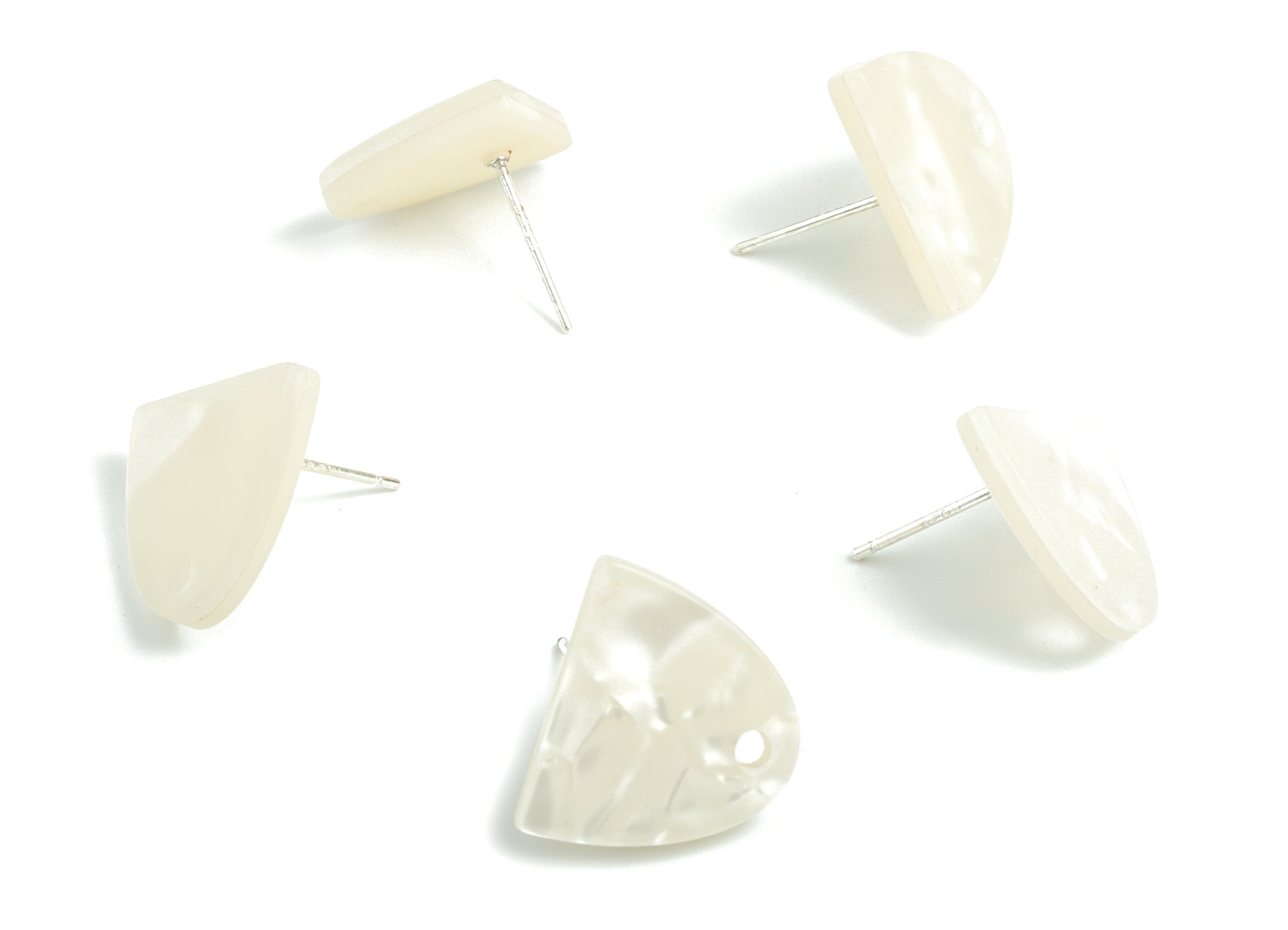 Acrylic Semi Ellipse Earring Stud - Half Ellipse Earring Post With Hole - Earring Post - Jewelry Supplies - 14.61x14.25x2.4mm - AC1959B - DOMEDBAZAAR